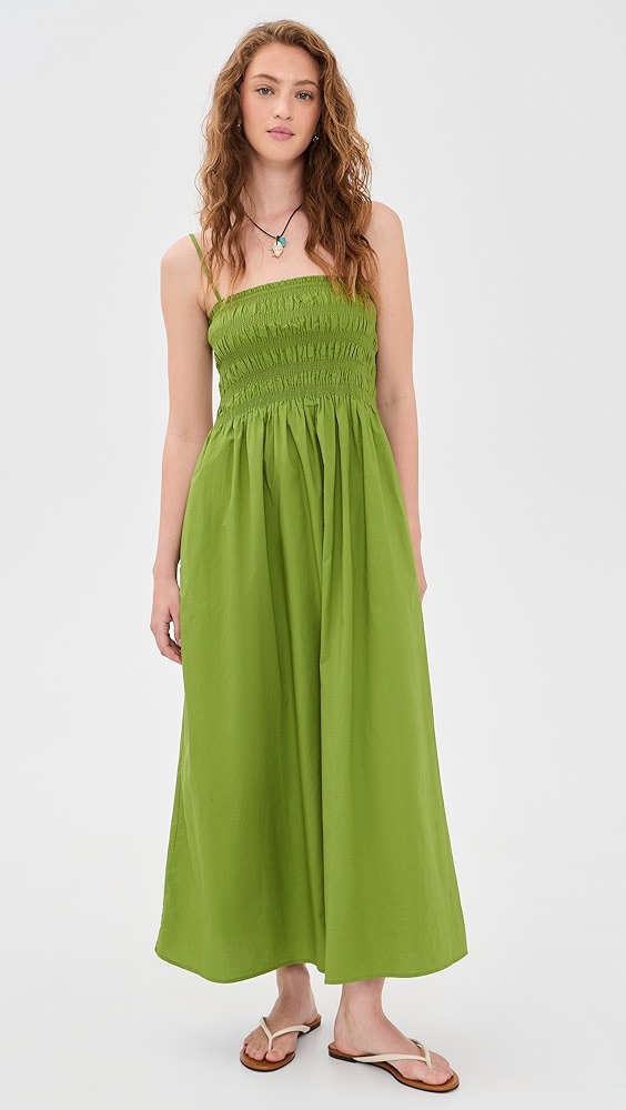 Bianca Shirred Bodice Dress - Summer Green
