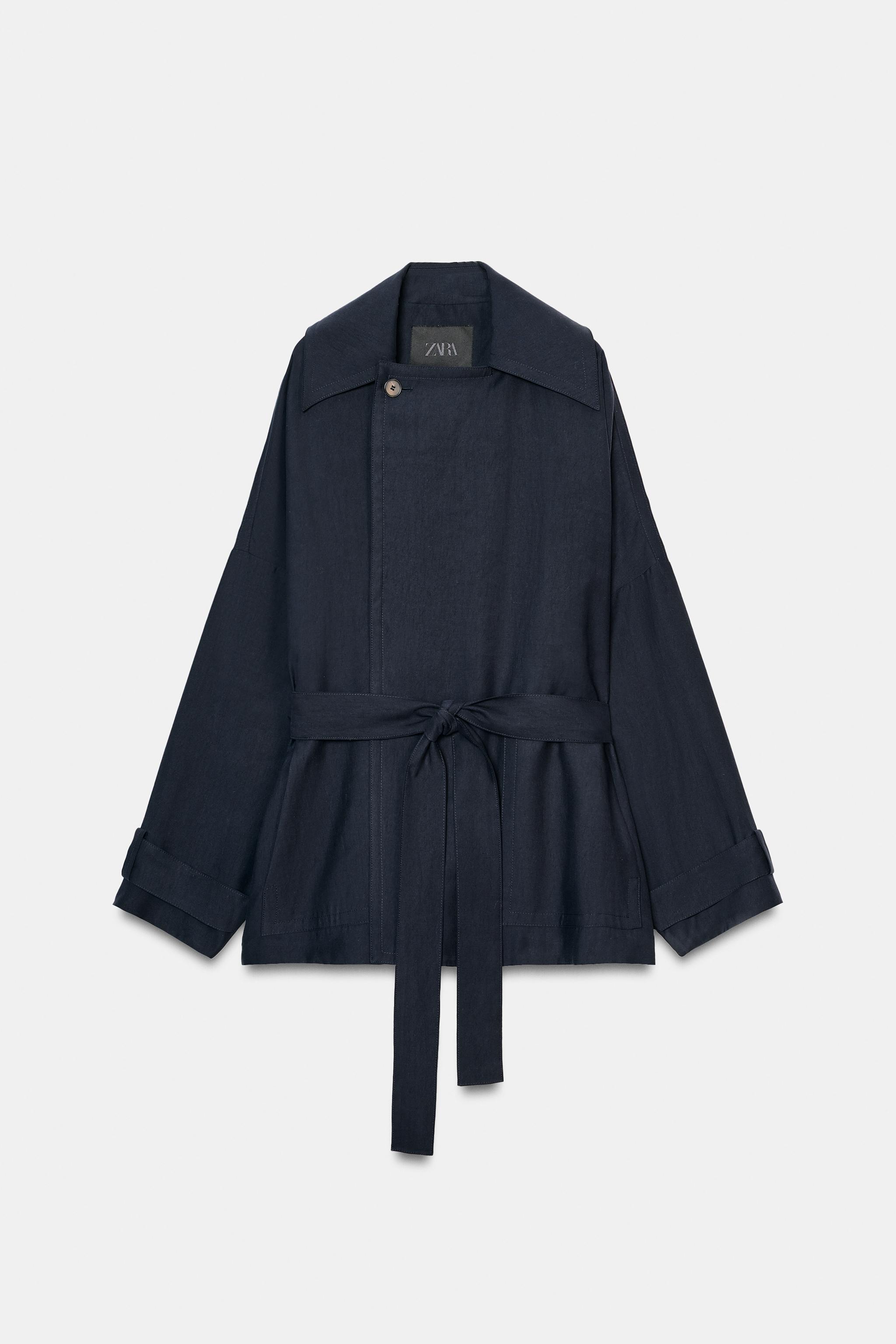 Short Flowy Trench Coat Zw Collection - Navy Blue - Xs