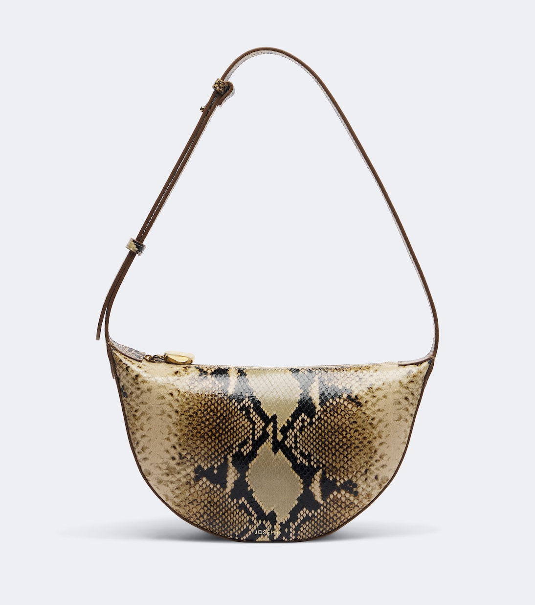 Bean Snake-Effect Leather Shoulder Bag in Beige - Joseph
