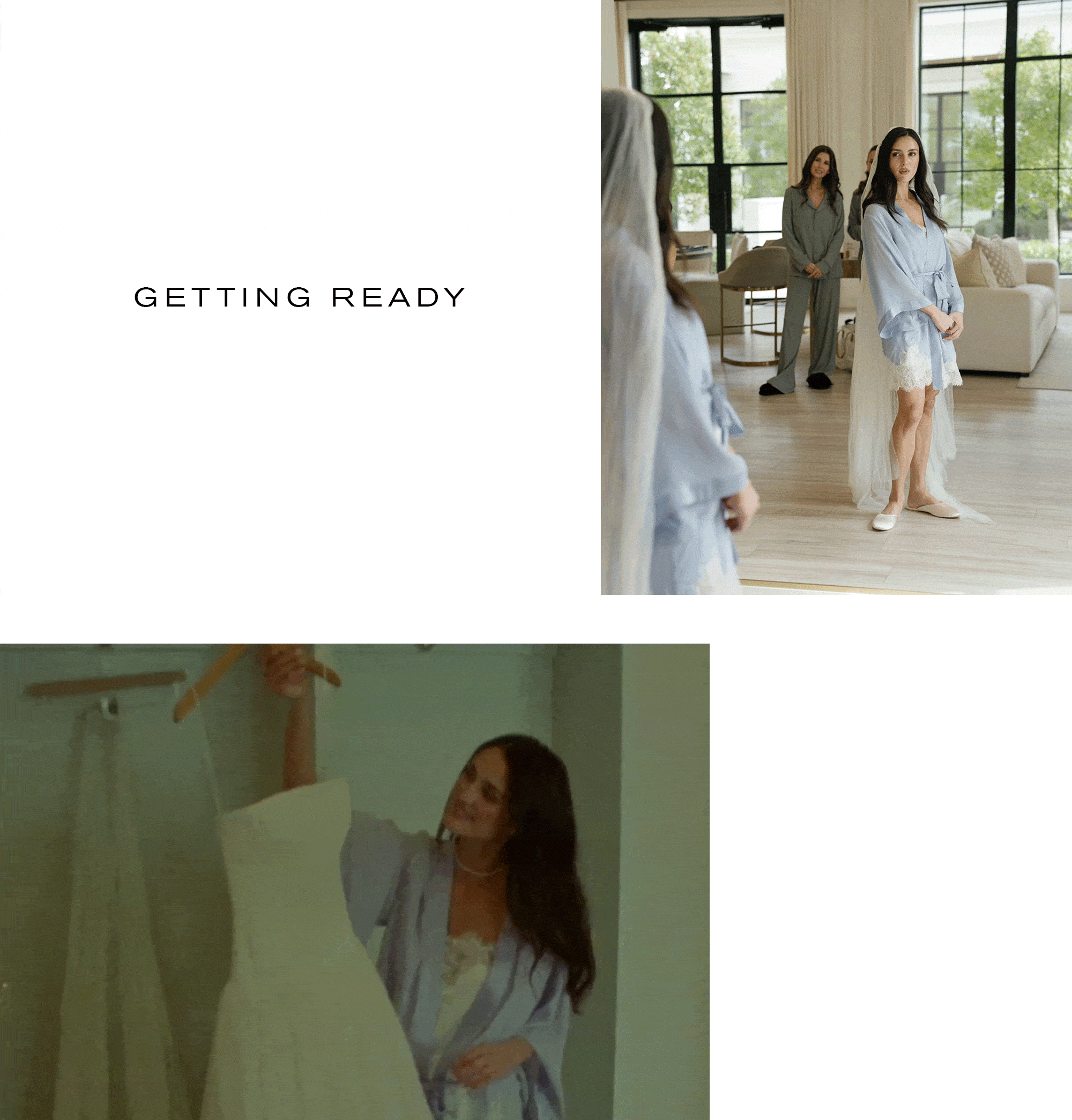 image of jordan getting ready and a video of her showing off her dress.