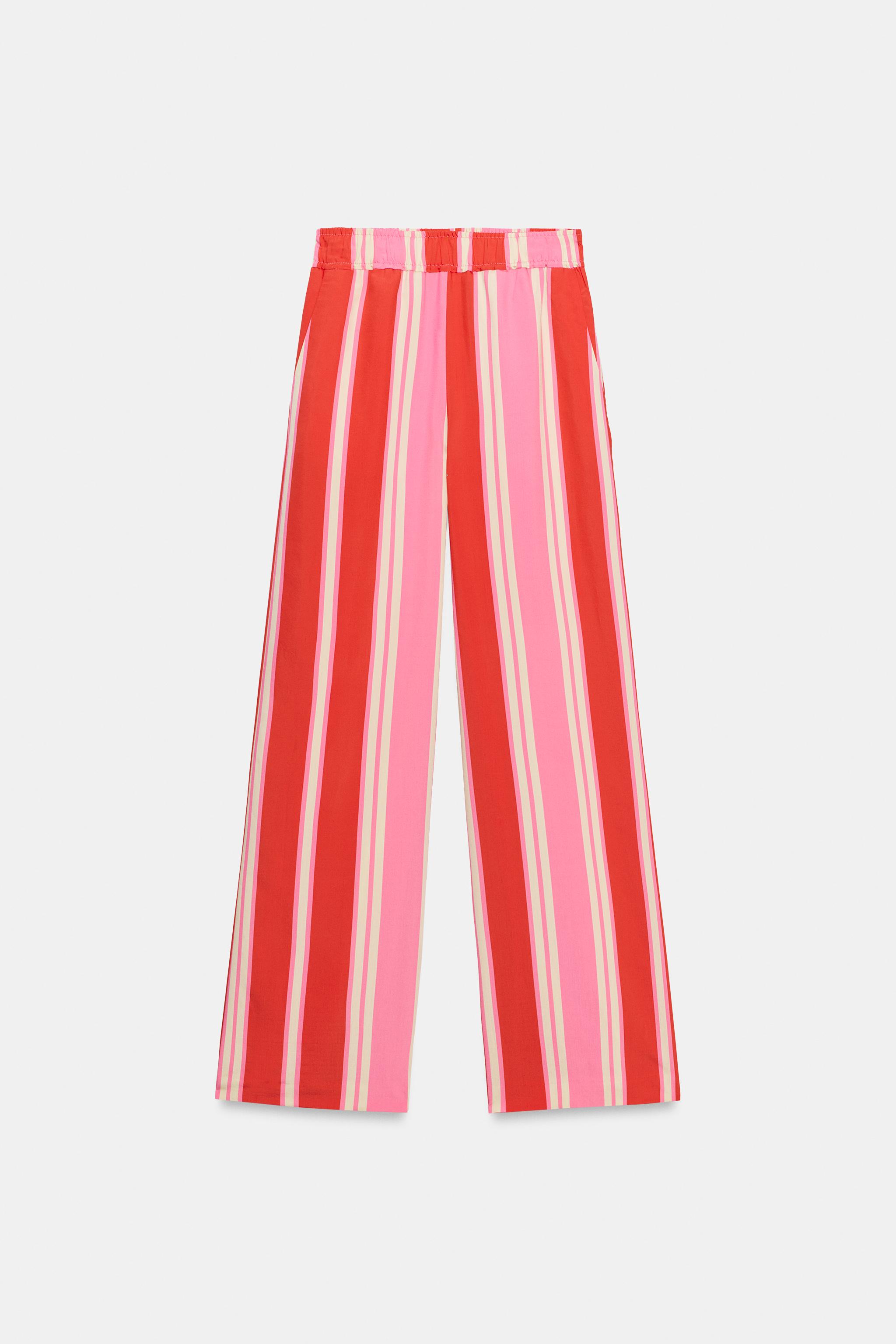 Striped Wide Leg Pants - Multicolored - Xs