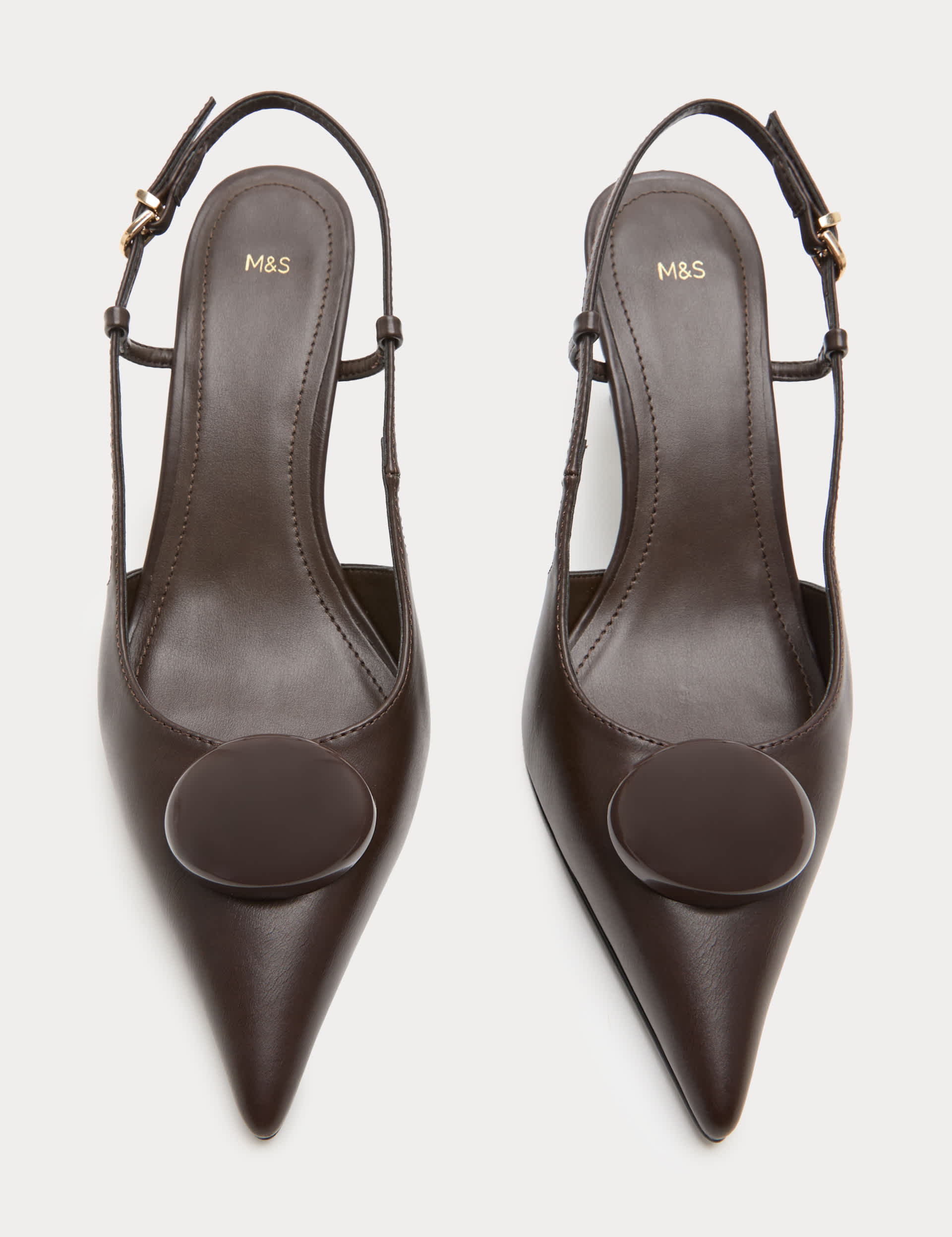 Trim Detail Stiletto Heel Pointed Sling Back Shoes