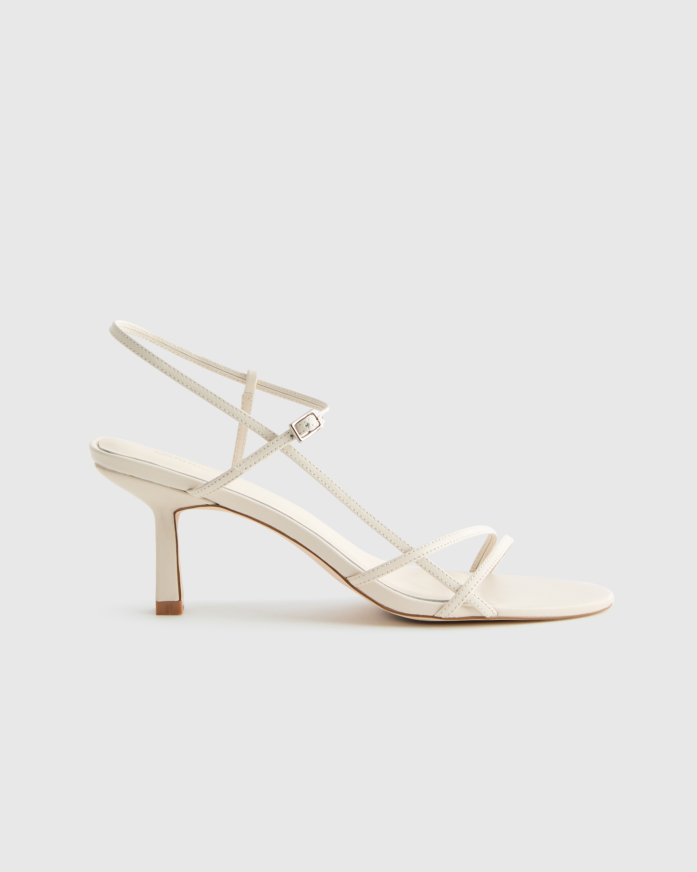 Italian Leather 70mm Strappy Heel in Bone