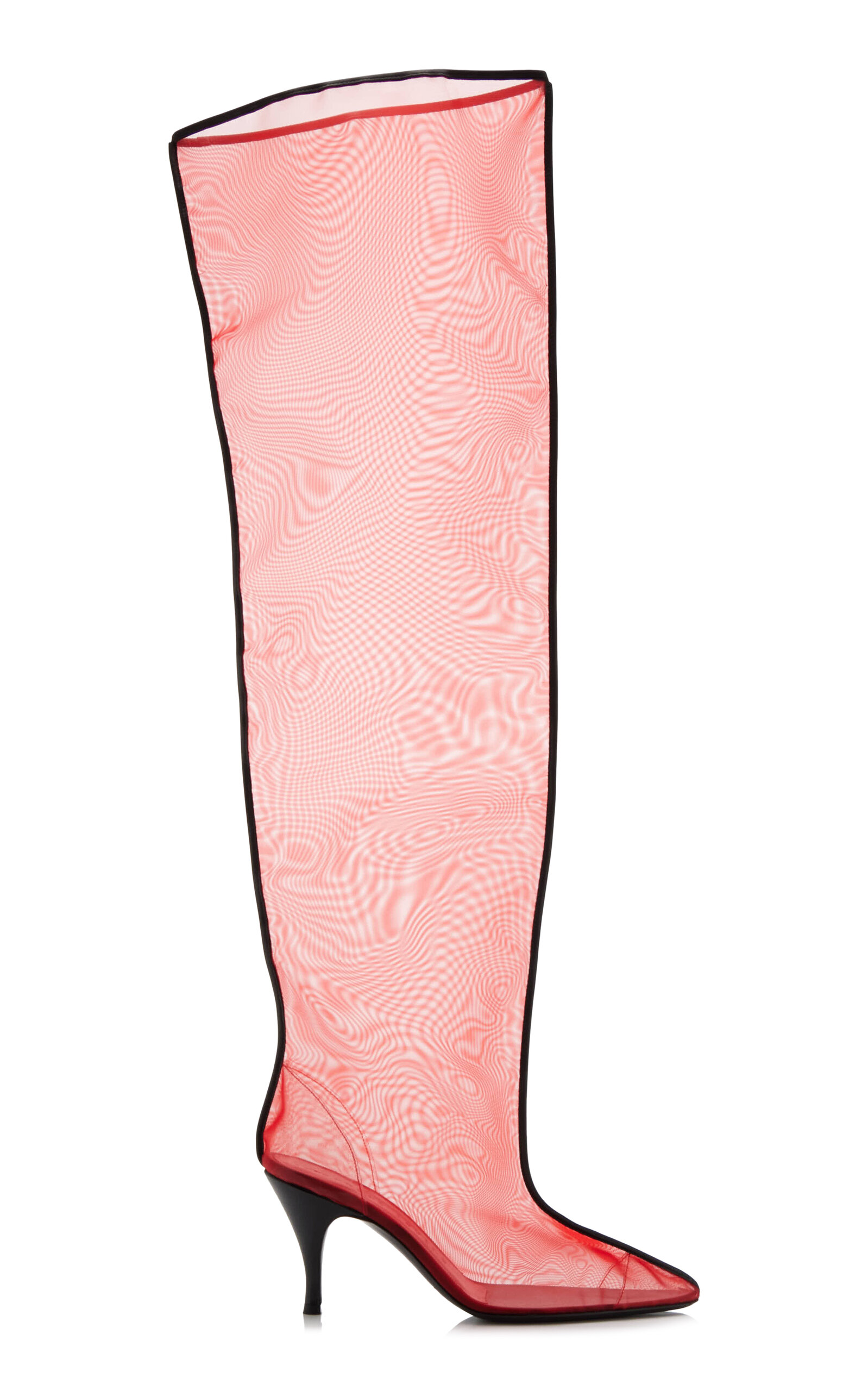 Drawing a Blank Mesh Over-The-Knee Boots