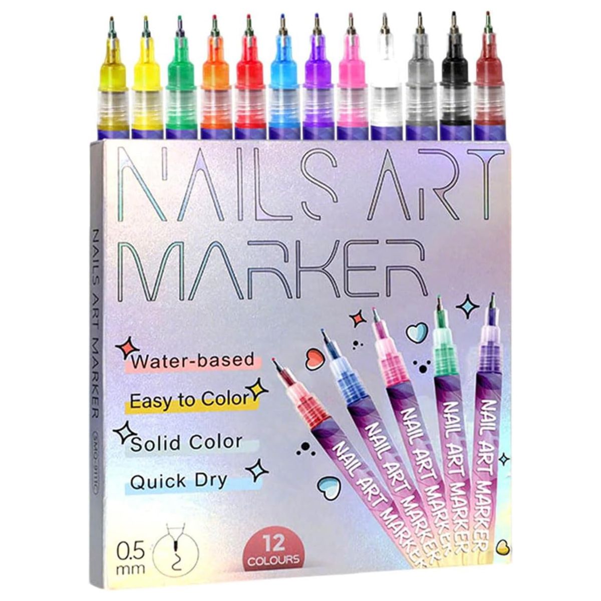 BOSTEU, 12 Colours Diy Nail Art Markers