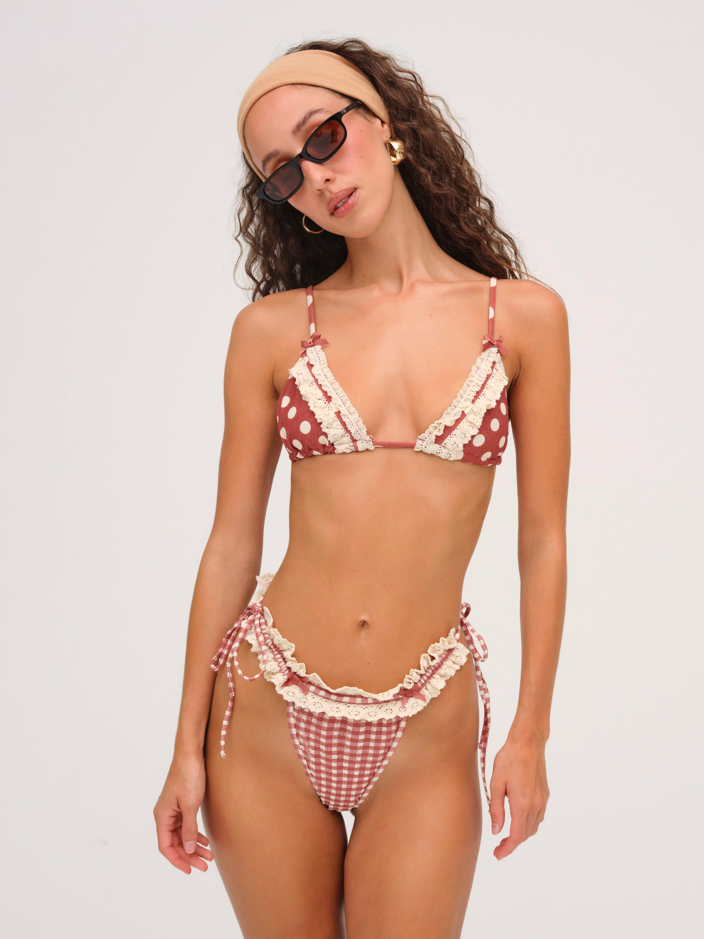 Dolly Dot Triangle Bikini Top &mdash; Red