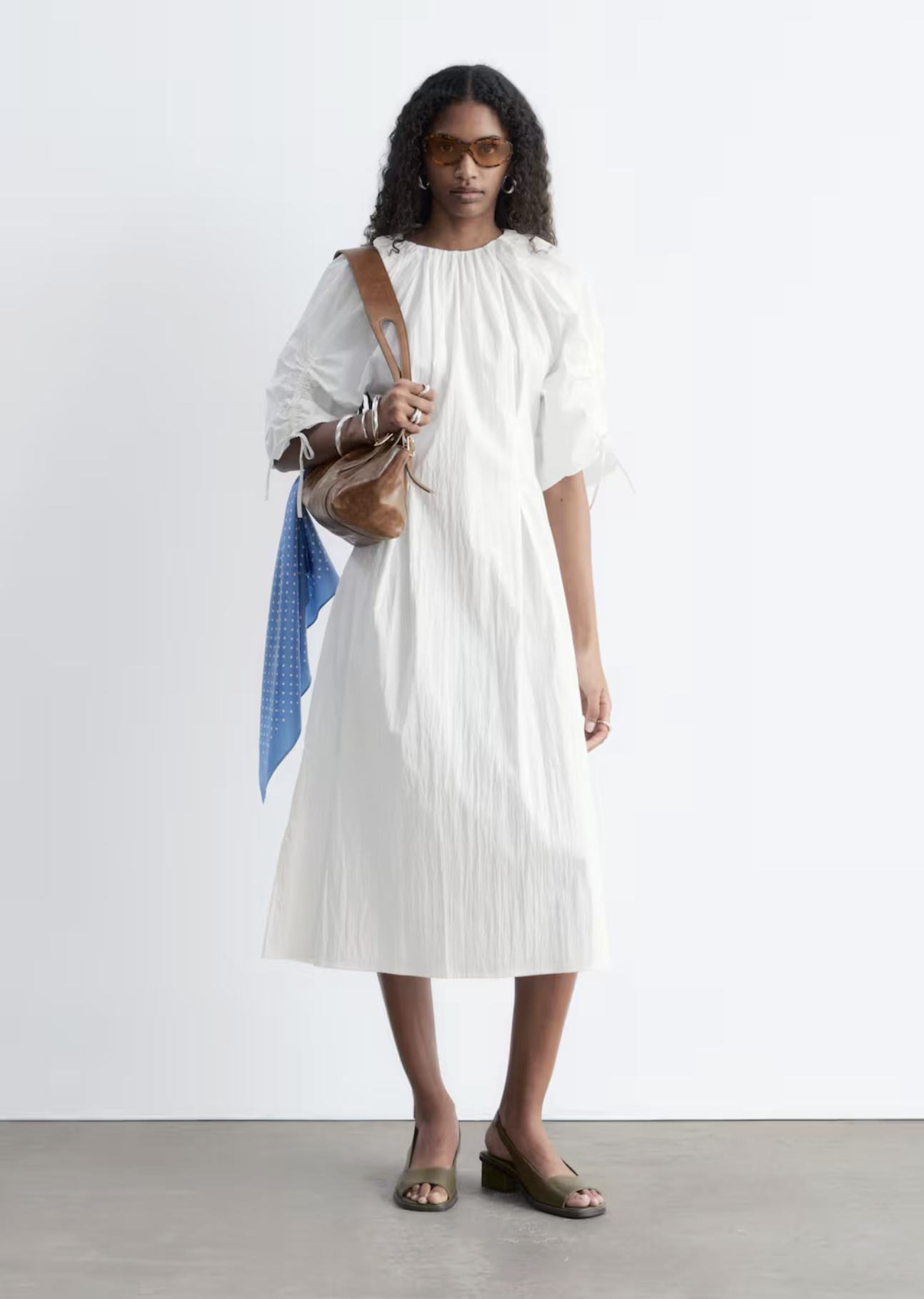 & Other Stories, Sculptural Drawstring Midi Dress