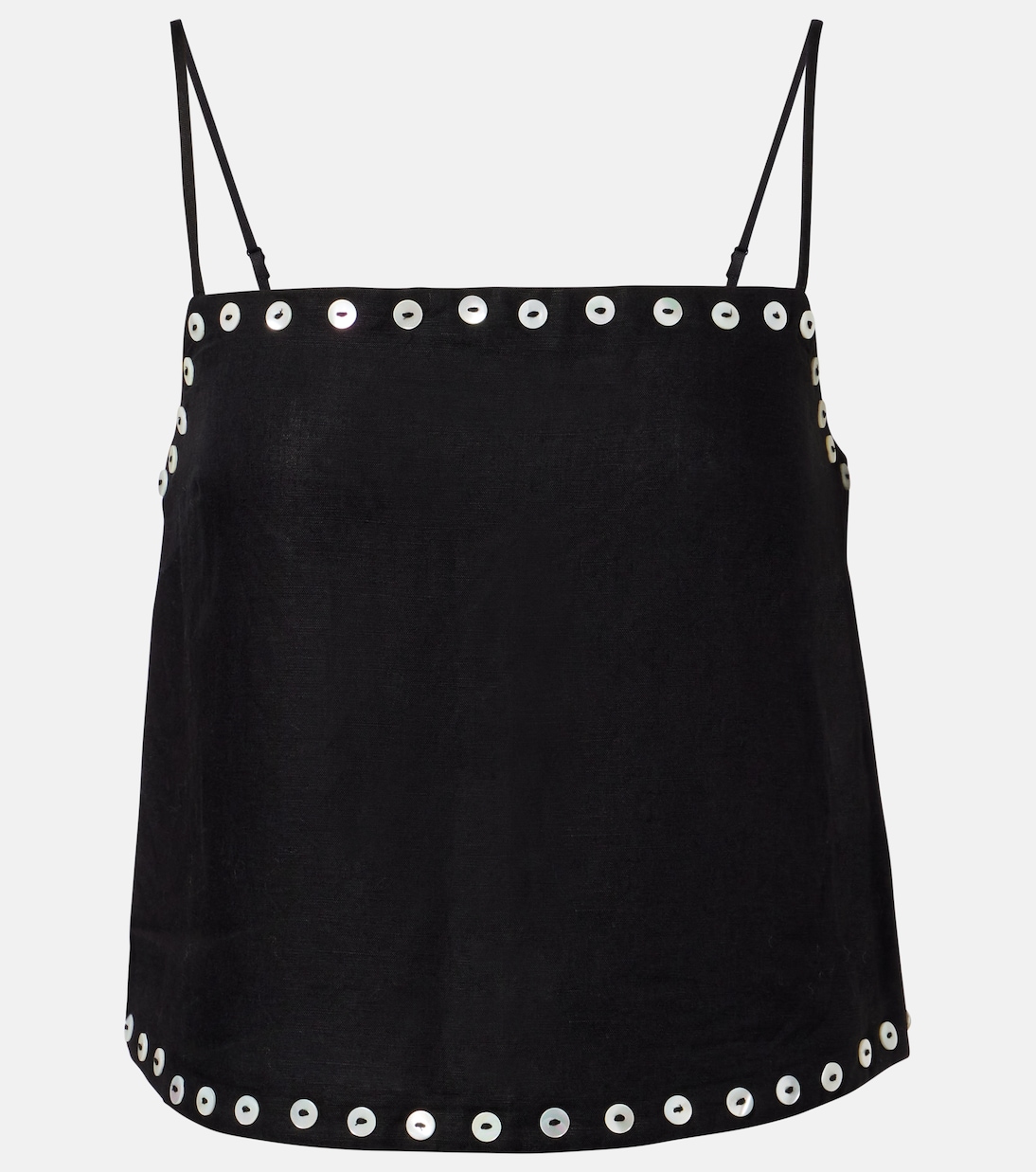 Kirra Linen-Blend Tank Top in Black - Staud