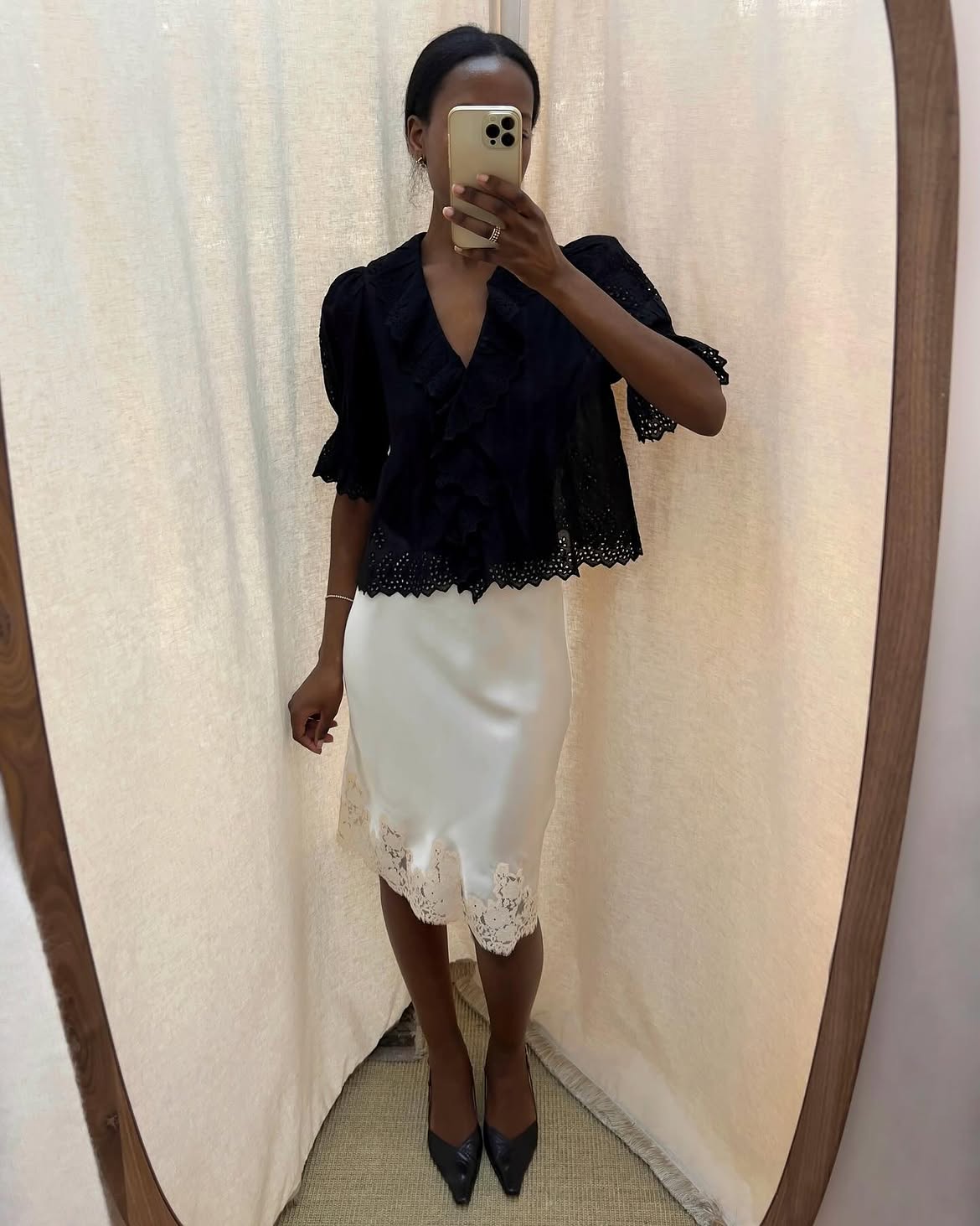 Sylvie Mus in a slip skirt.