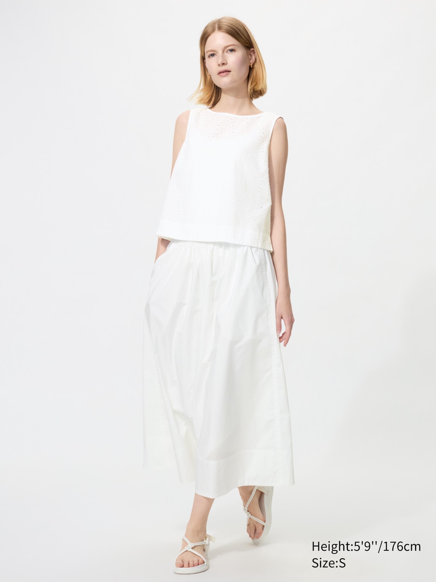 Cotton Blend Gathered Long Skirt