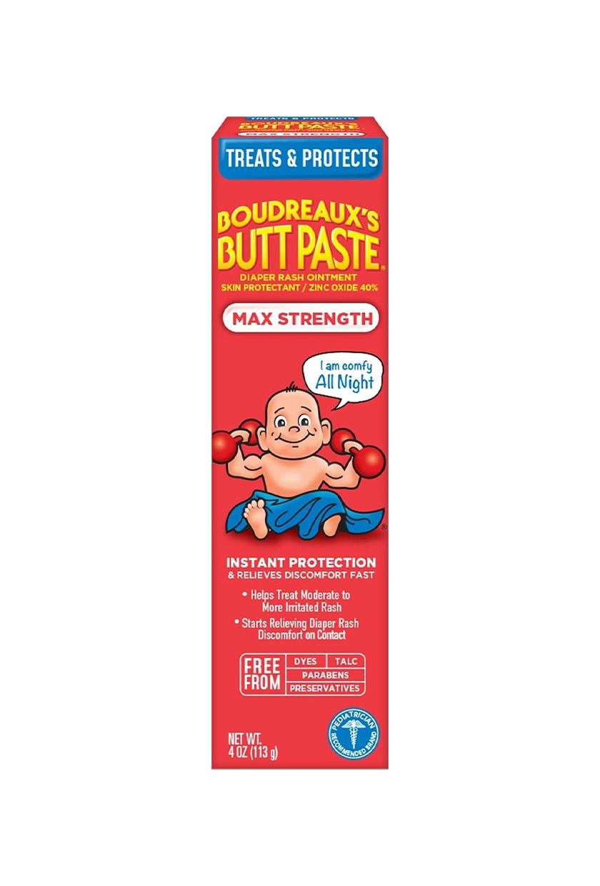 Boudreaux&rsquo;s Butt Paste Max Strength Diaper Rash Cream for Baby, Ointment With Zinc Oxide, 4 Oz Tube