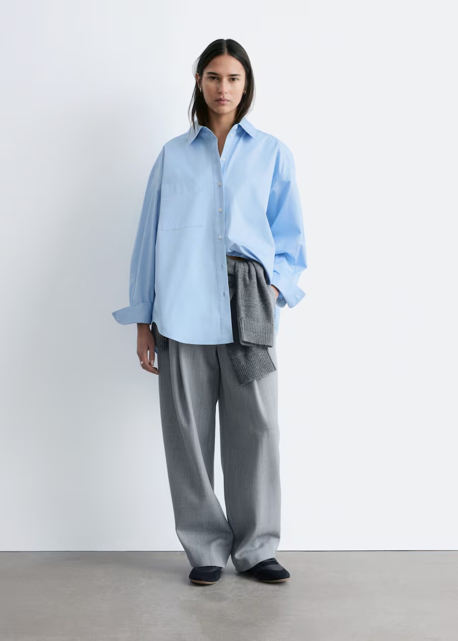 Oversized Shirt - White/brown Stripes