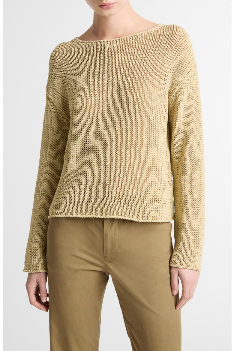 Open Knit Boat Neck Sweater