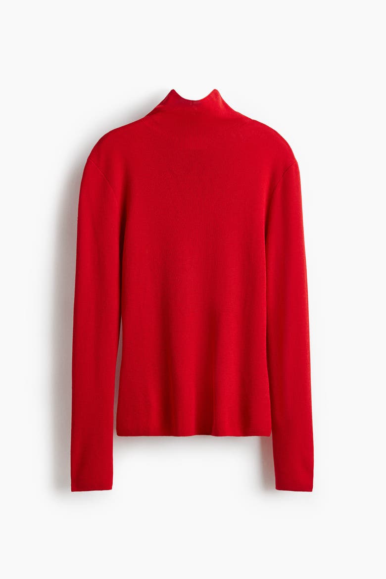 Fine-Knit Turtleneck Top