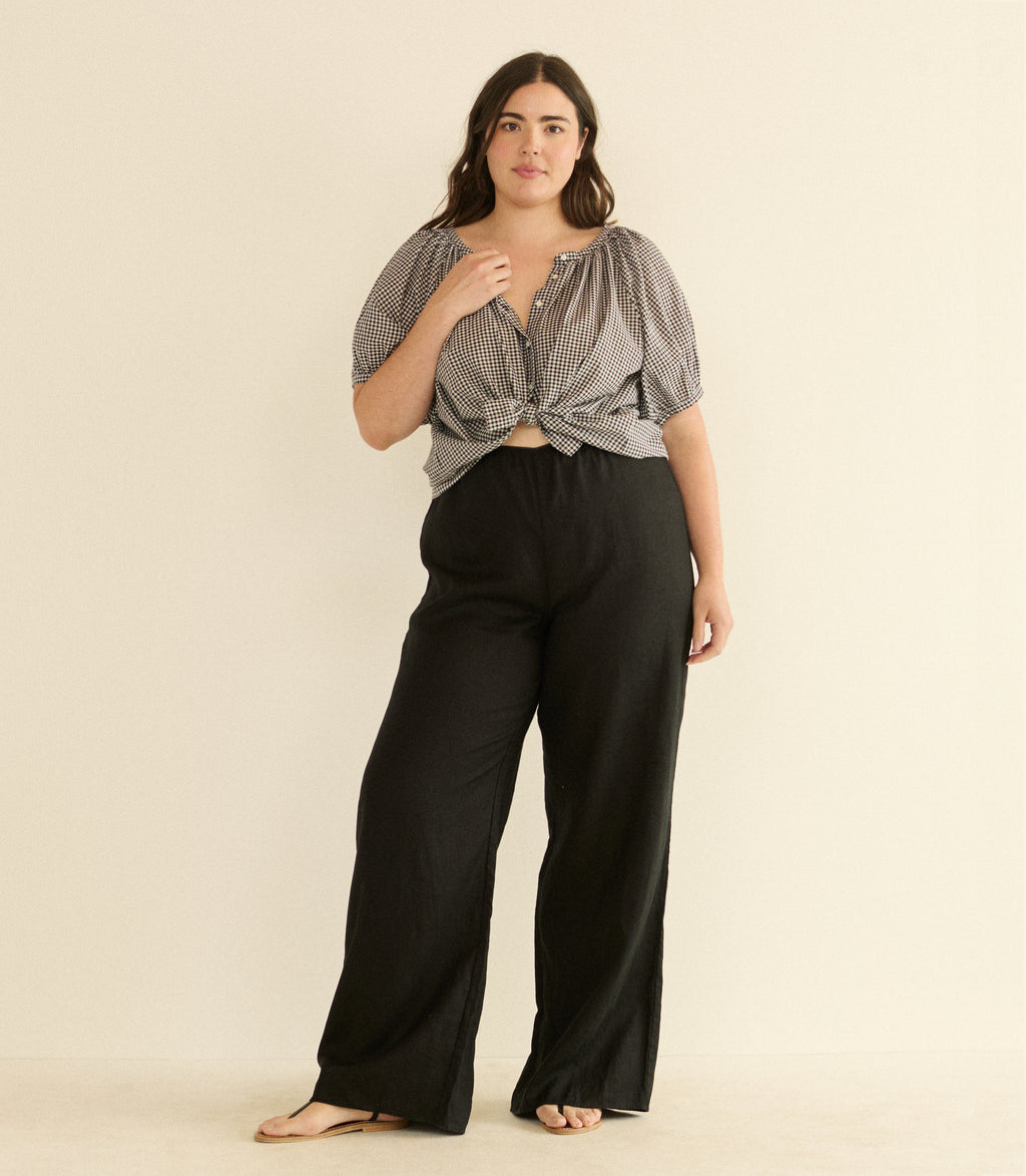 Lavon Linen Pant -- Black