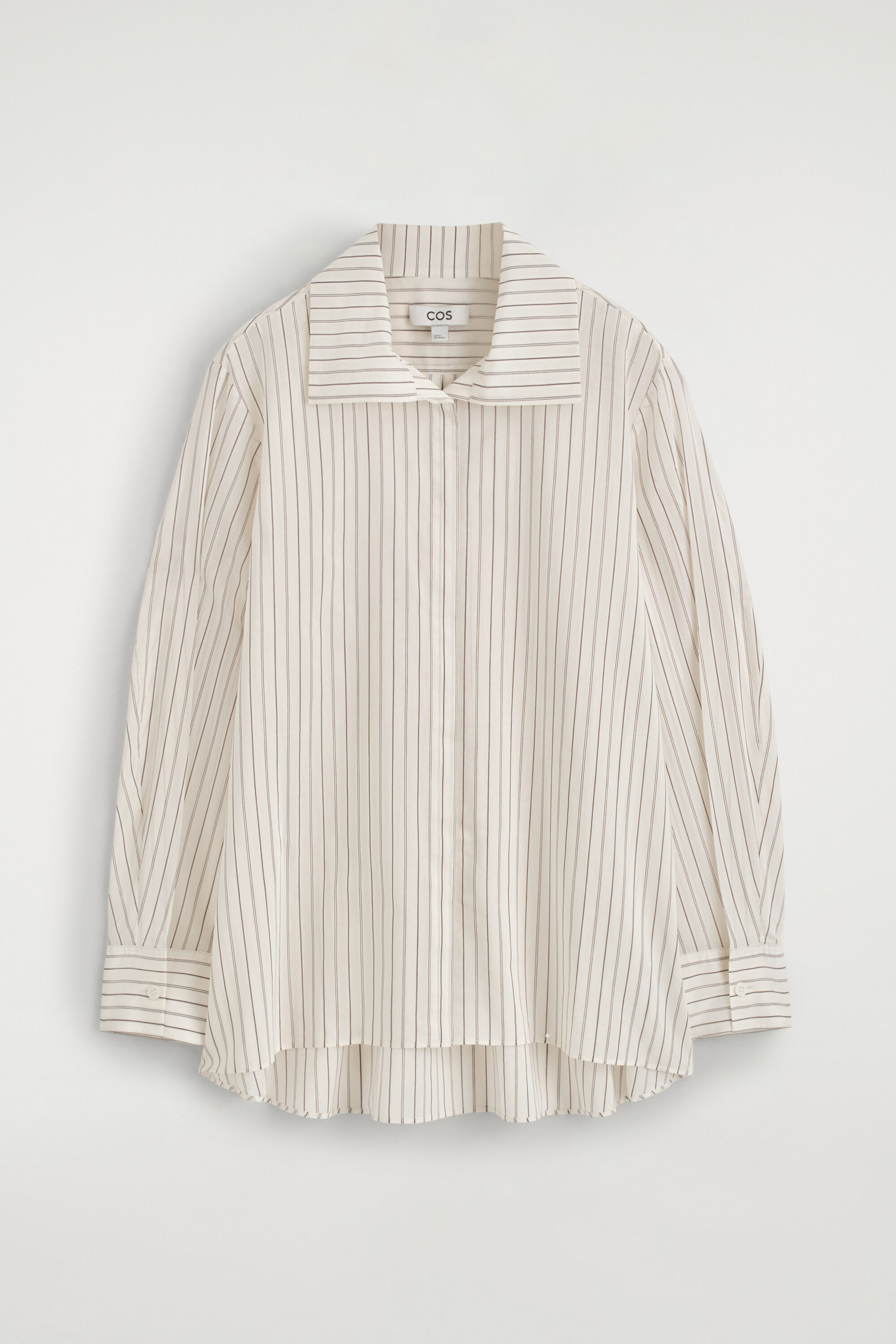 Striped Cotton-Silk High-Collar Shirt