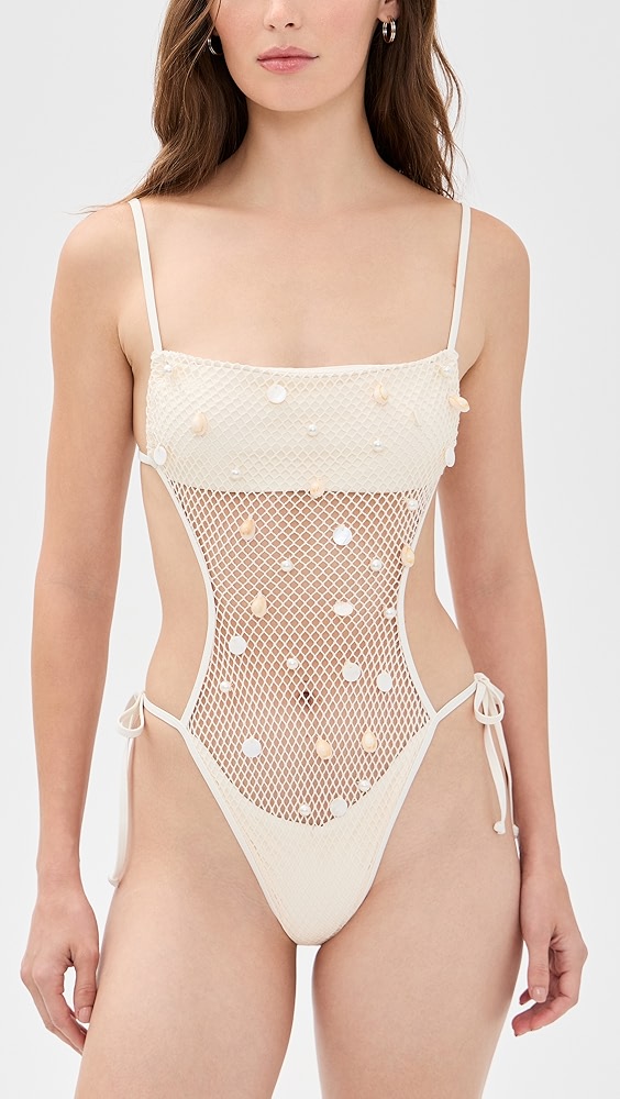 Catching Up One-Piece Swimsuit - Cream