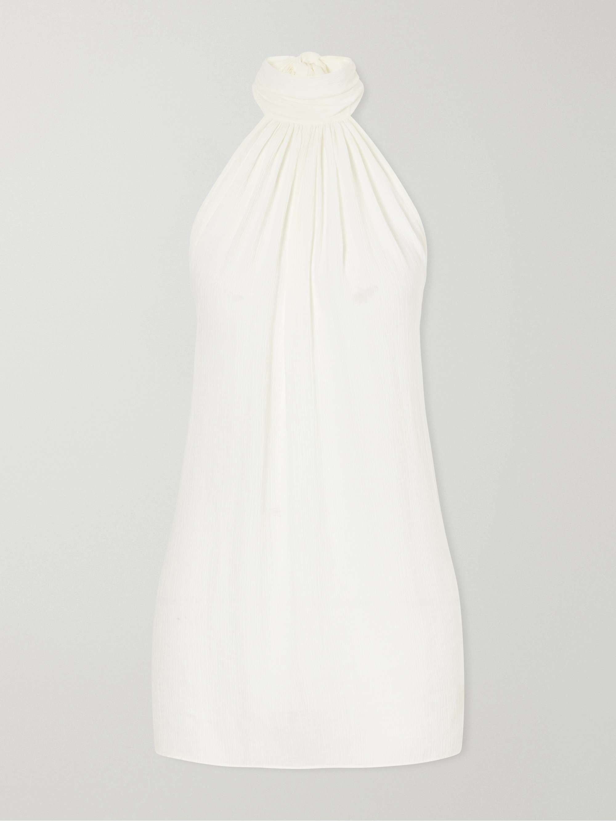 Ibiza Halterneck Knotted Gathered Crepon Mini Dress