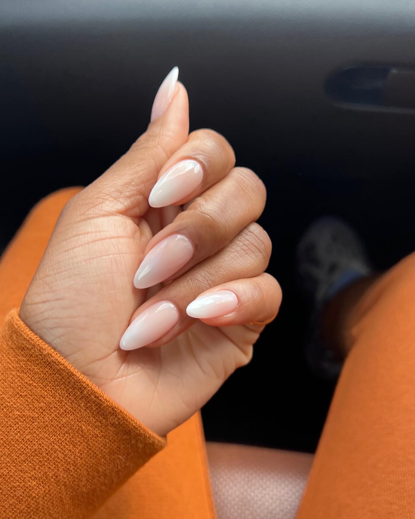 milky white and pink summer ombre nails