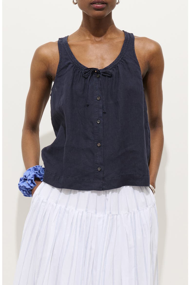 Sidney Sleeveless Linen Button-Up Top