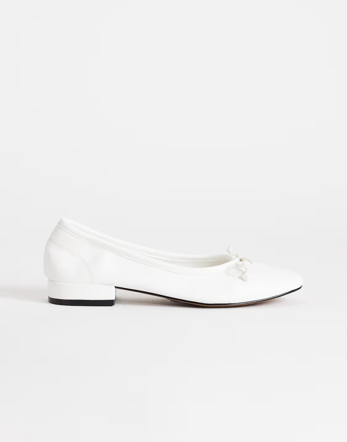 Topshop Dottie Block Heel Ballet Flats in White