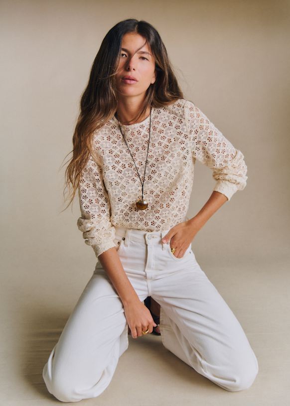 Jesse Blouse - Ecru Guipure Lace - Organic Cotton - Textile Made From Organic Fibers - S&eacute;zane
