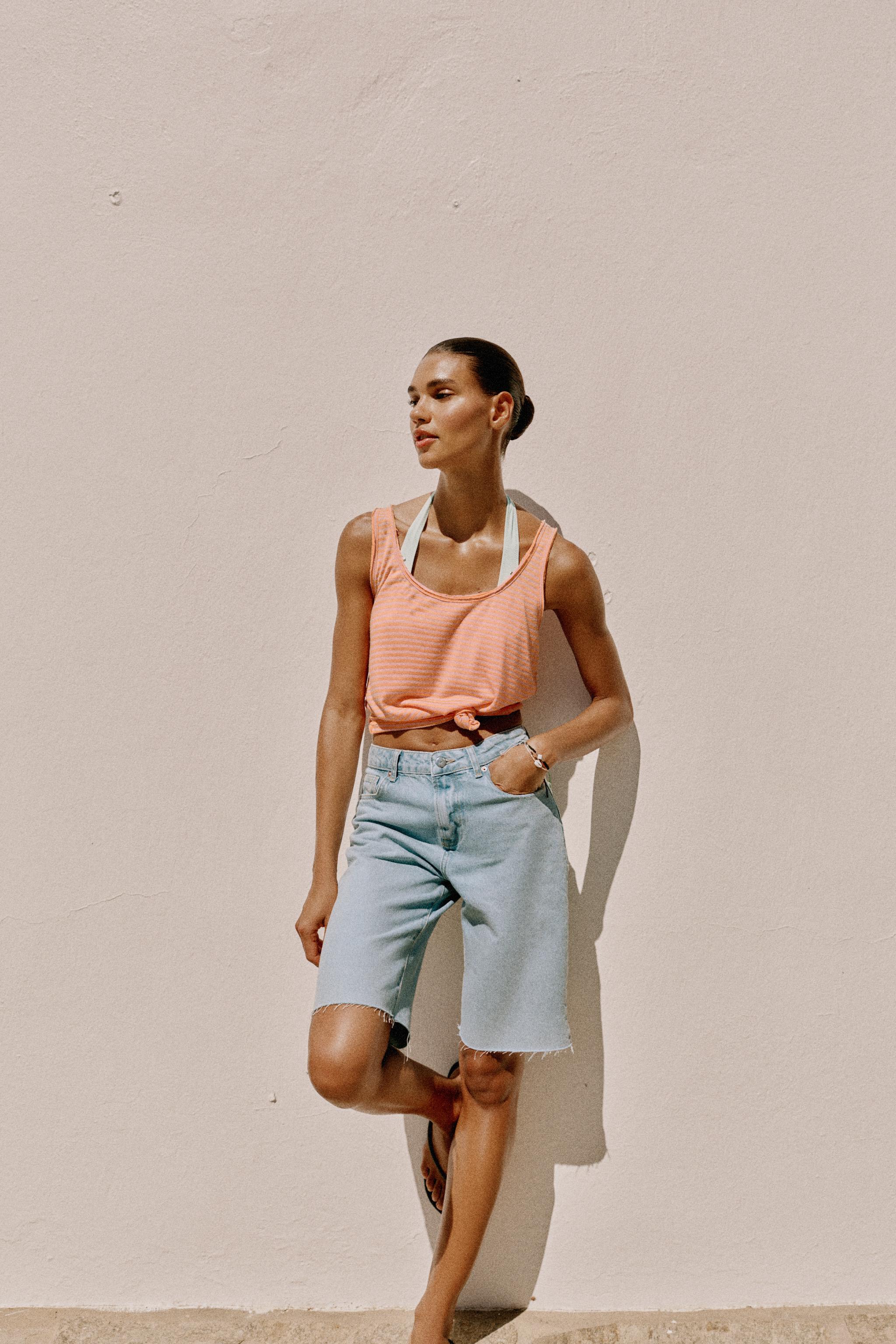 Z1975 Mid-Waist Denim Bermuda Shorts - Light Blue - 4