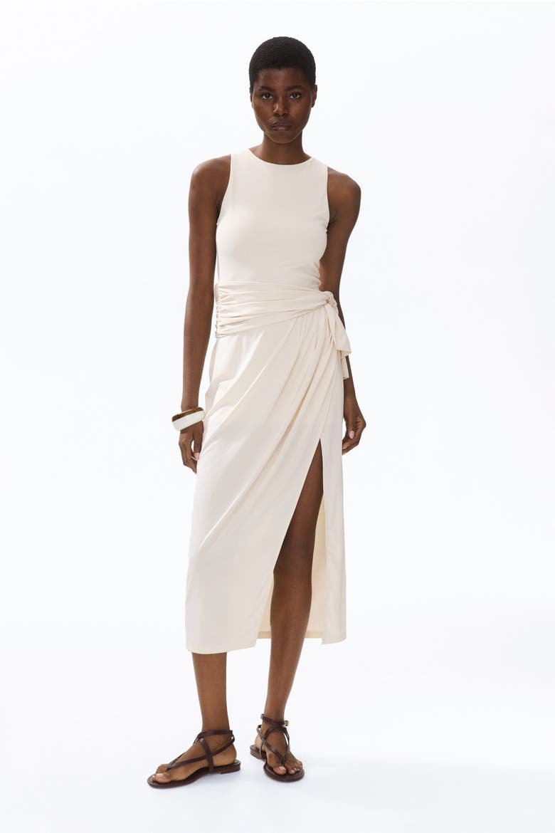 Draped-Panel Jersey Dress