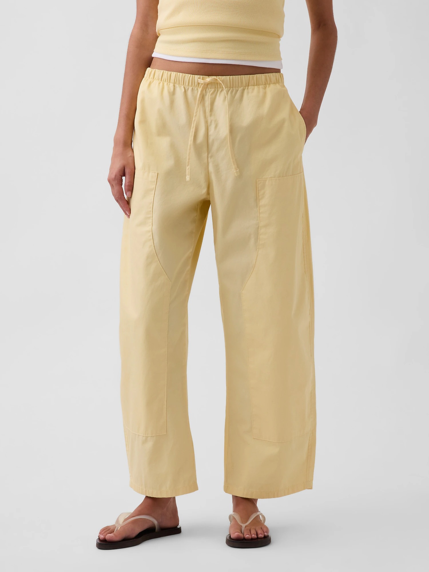gap, Poplin Easy Double-Knee Barrel Pants