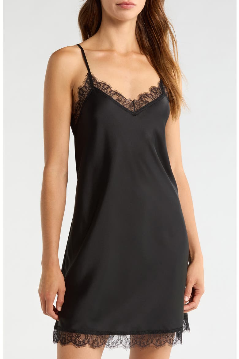 Scalloped Lace Trim Satin Slip