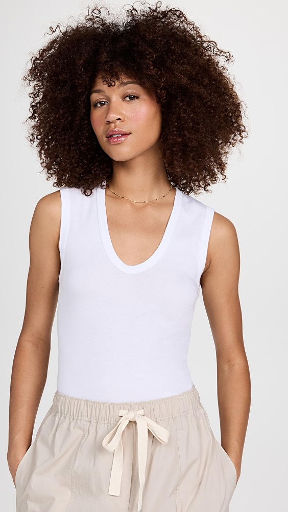 Supima Cotton Essential Sleeveless Tank - White