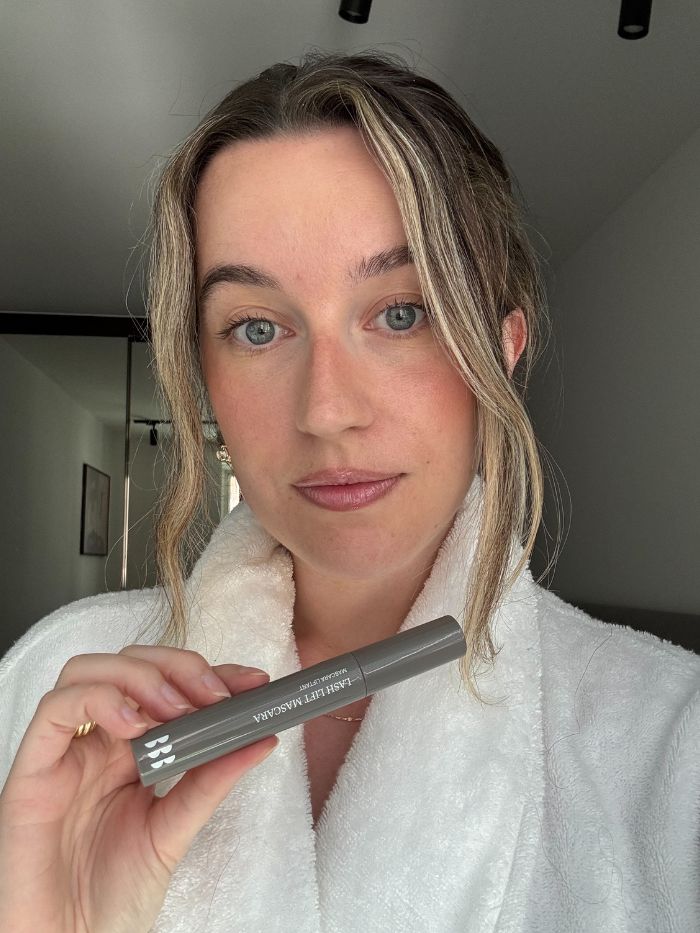 Deputy beauty editor Grace Lindsay testing the Blink Brow Bar Lash Lift Tubing Mascara