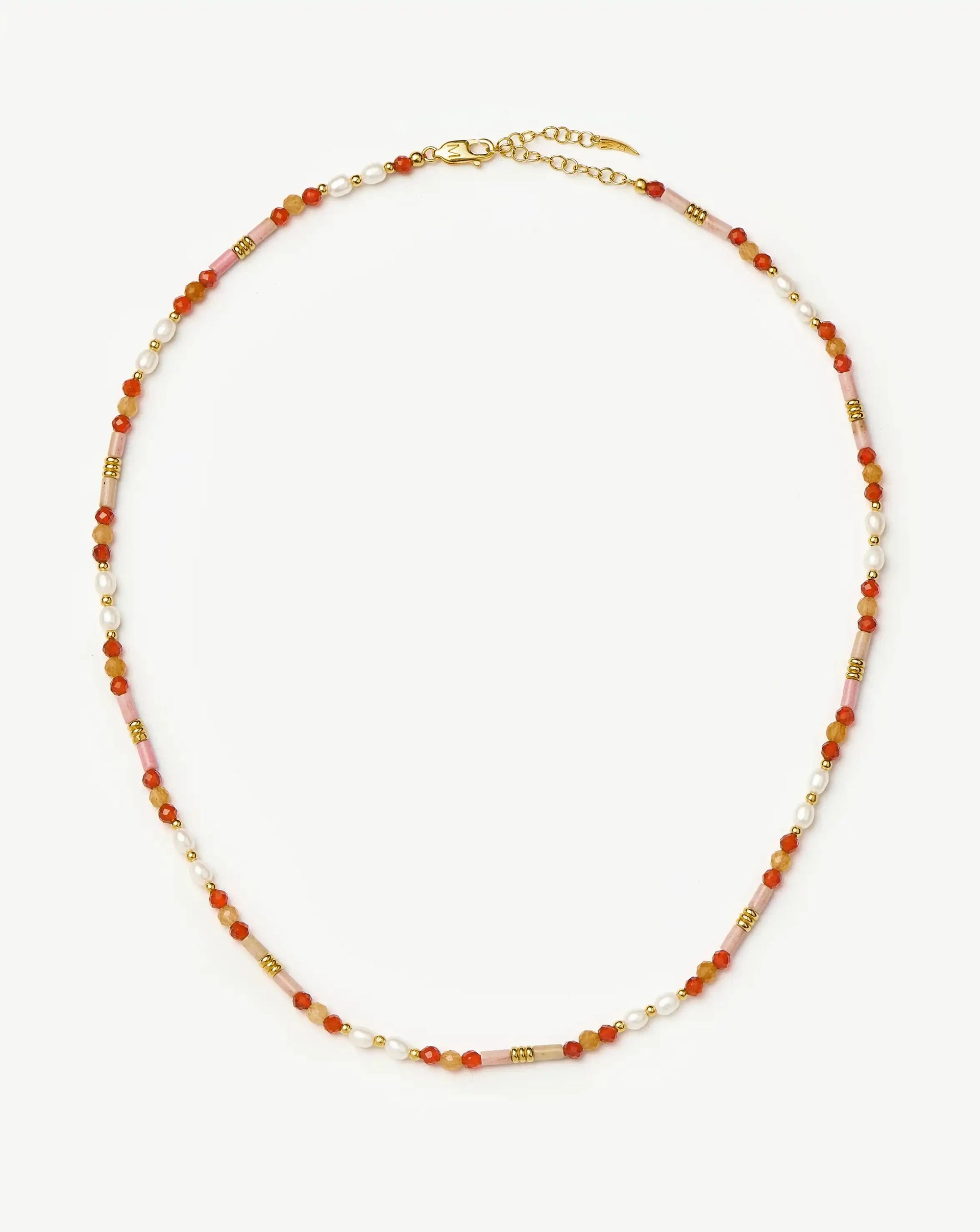 Beaded Gemstone & Pearl Short Necklace | 18ct Gold Plated/paloma Pink - 18ct Gold Plated/paloma Pink