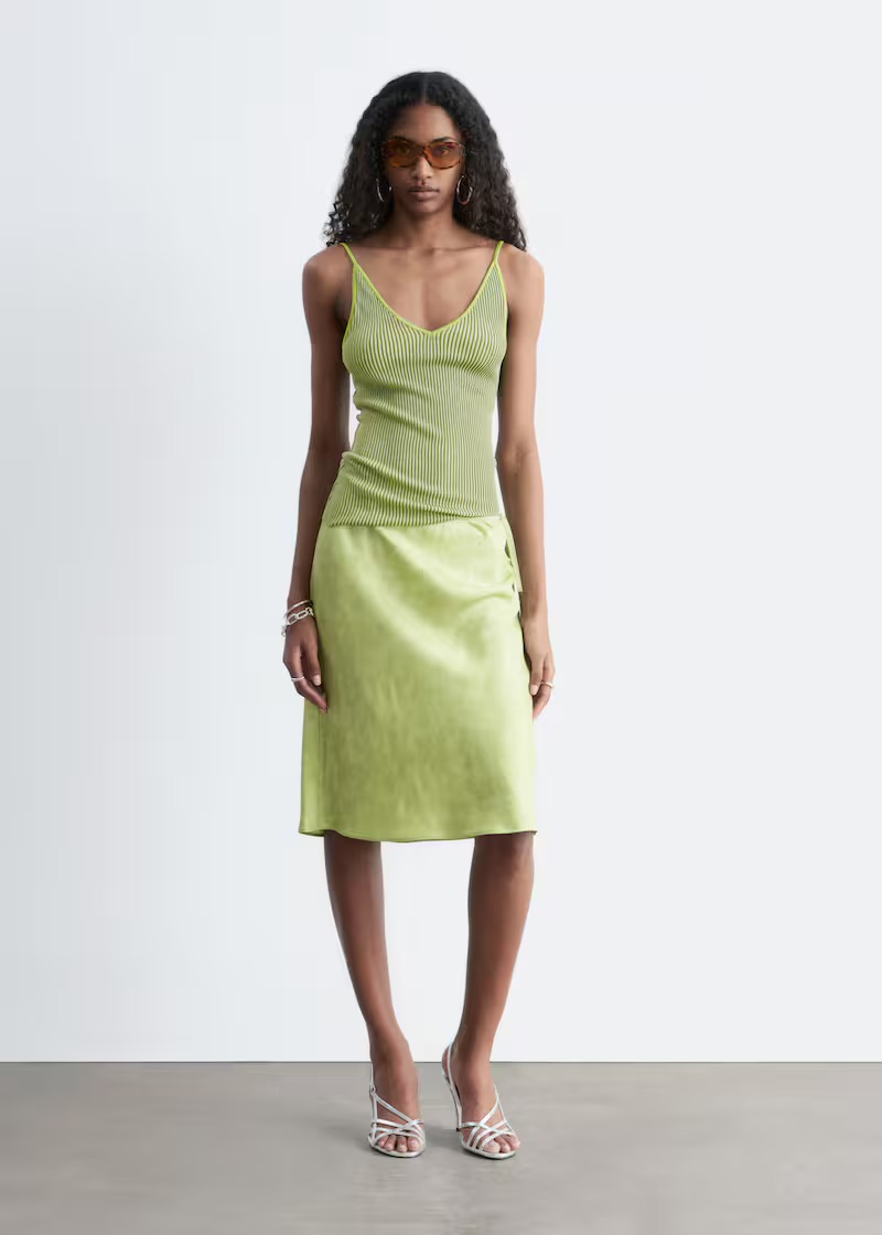 & Other Stories, Satin Knee-Length Slip Skirt