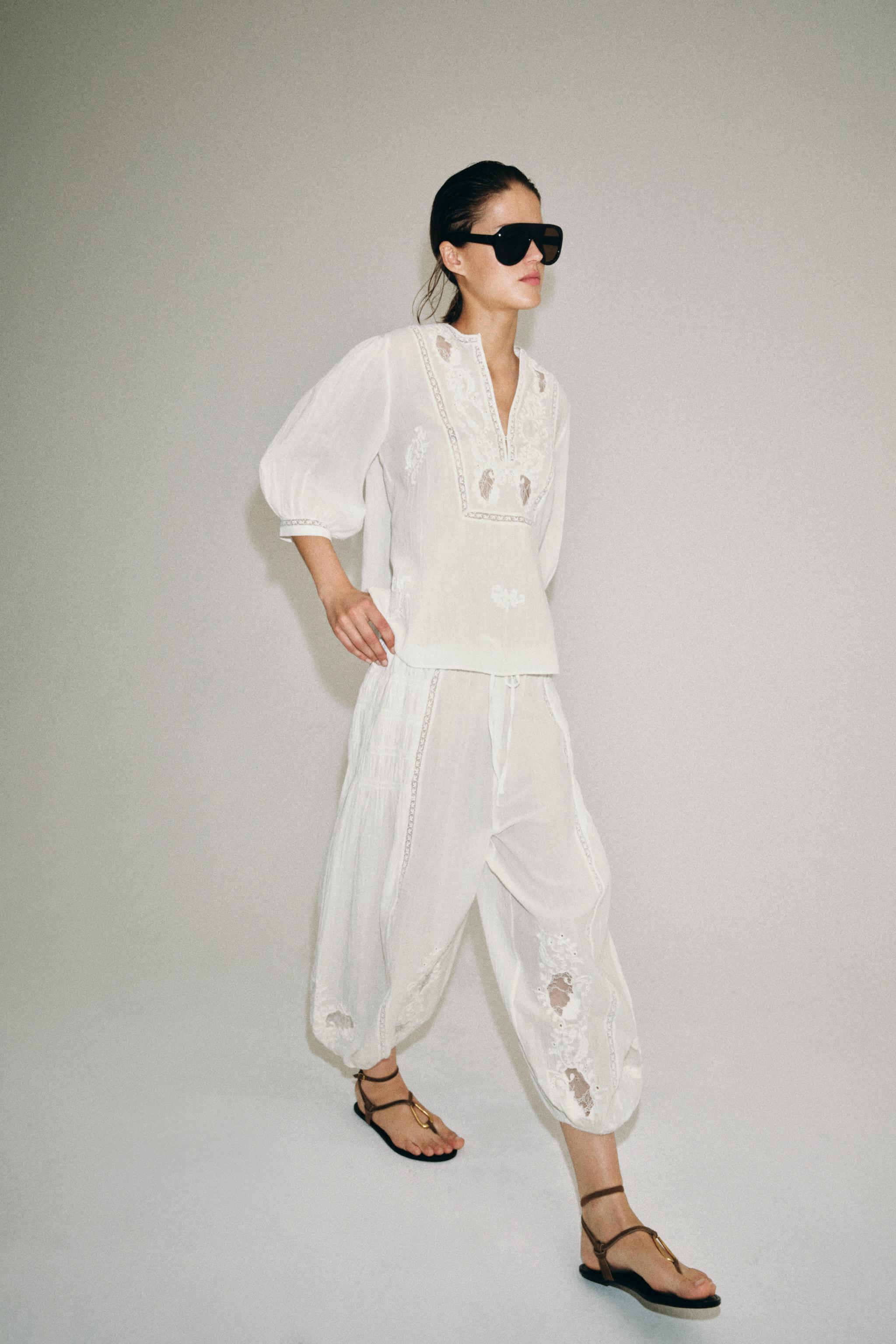 Zw Collection Embroidered Lace Shirt - White - Xs