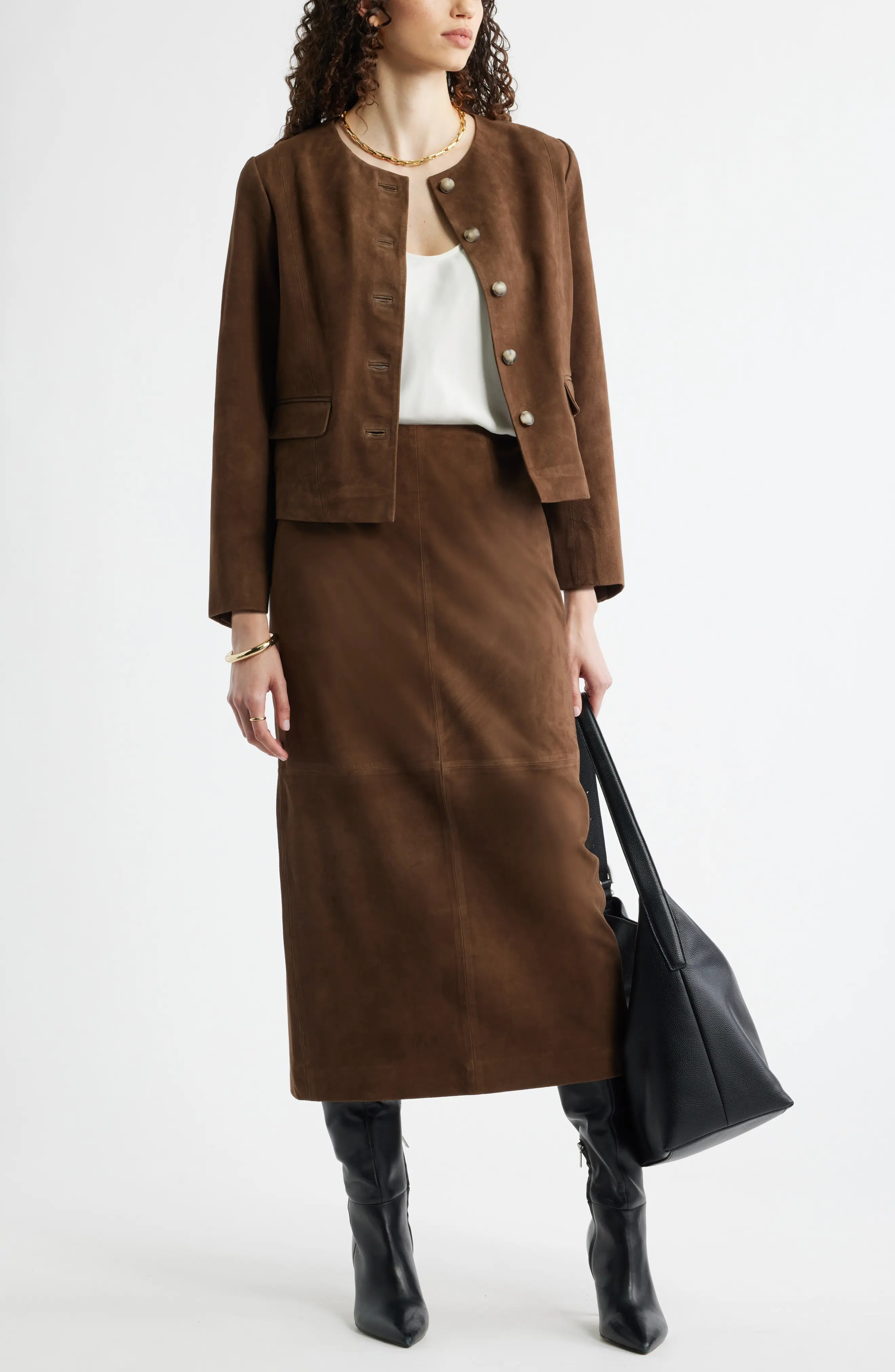 Nordstrom, Suede Midi Skirt