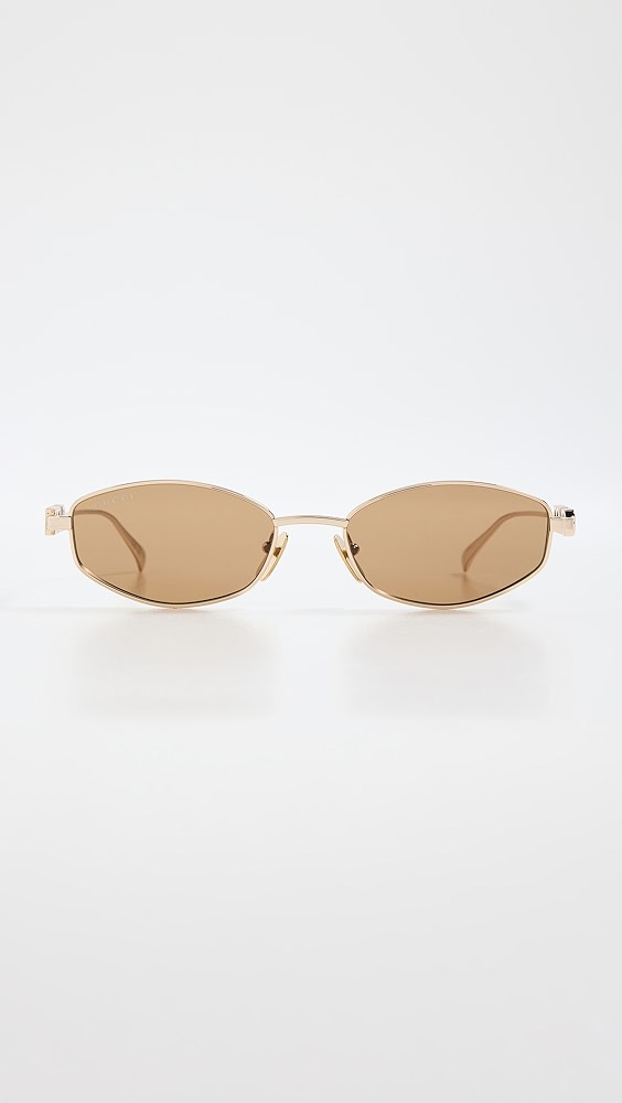 Oval Frame Sunglasses - Gold-Gold-Brown