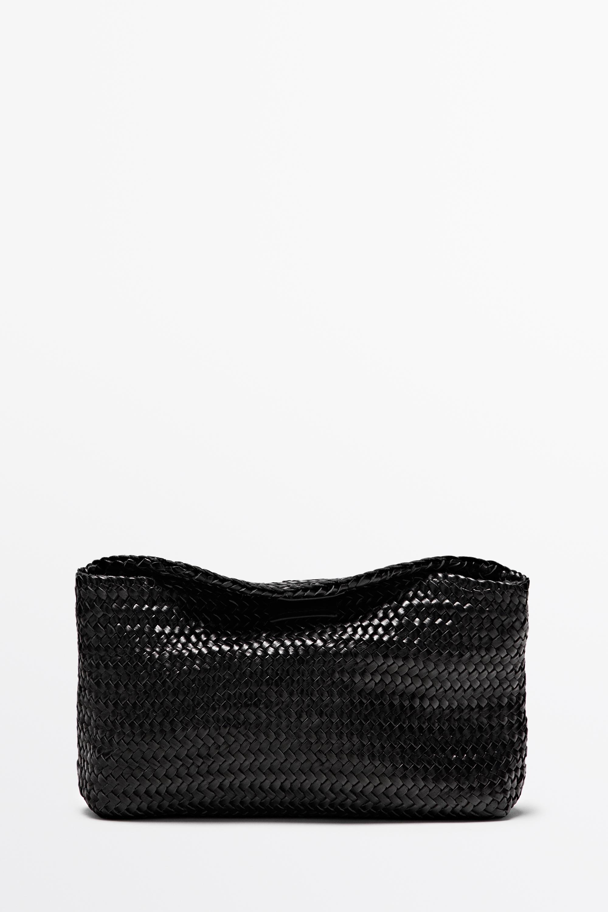 Leather woven clutch