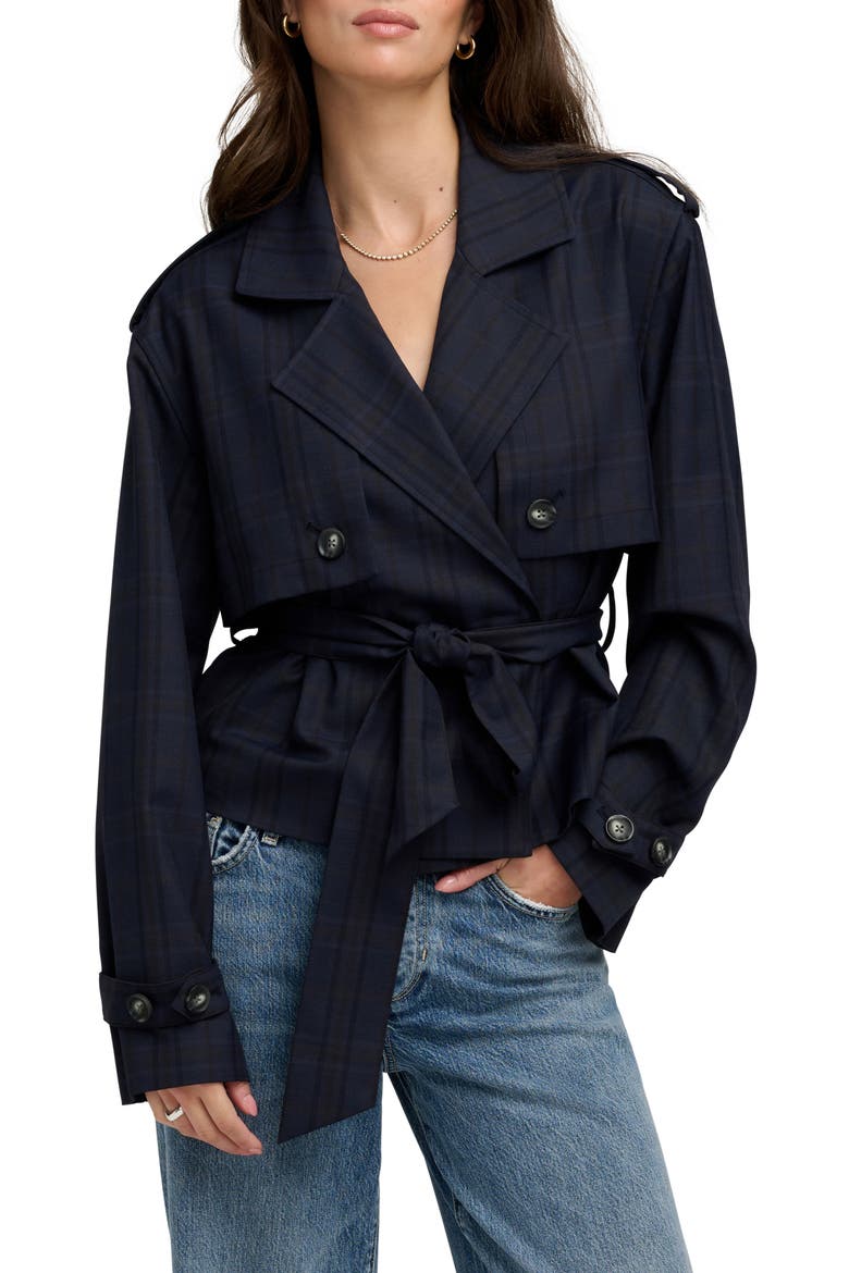Favorite Daughter The Cropped Charles Plaid Trench Coat