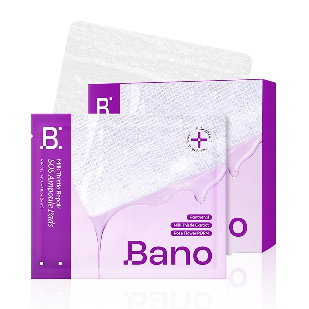 Bano, Bano Milk Thistle Repair Sos Ampoule Pads for Face (40 Pads) - Calming Toner Pads & Redness Relief for Sensitive Skin | Hydrating Korean Skincare