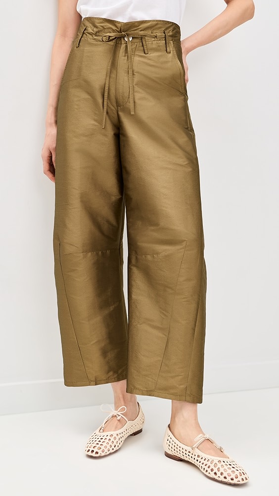Chan Luu Techno Taffeta Barrel Pants - Sage