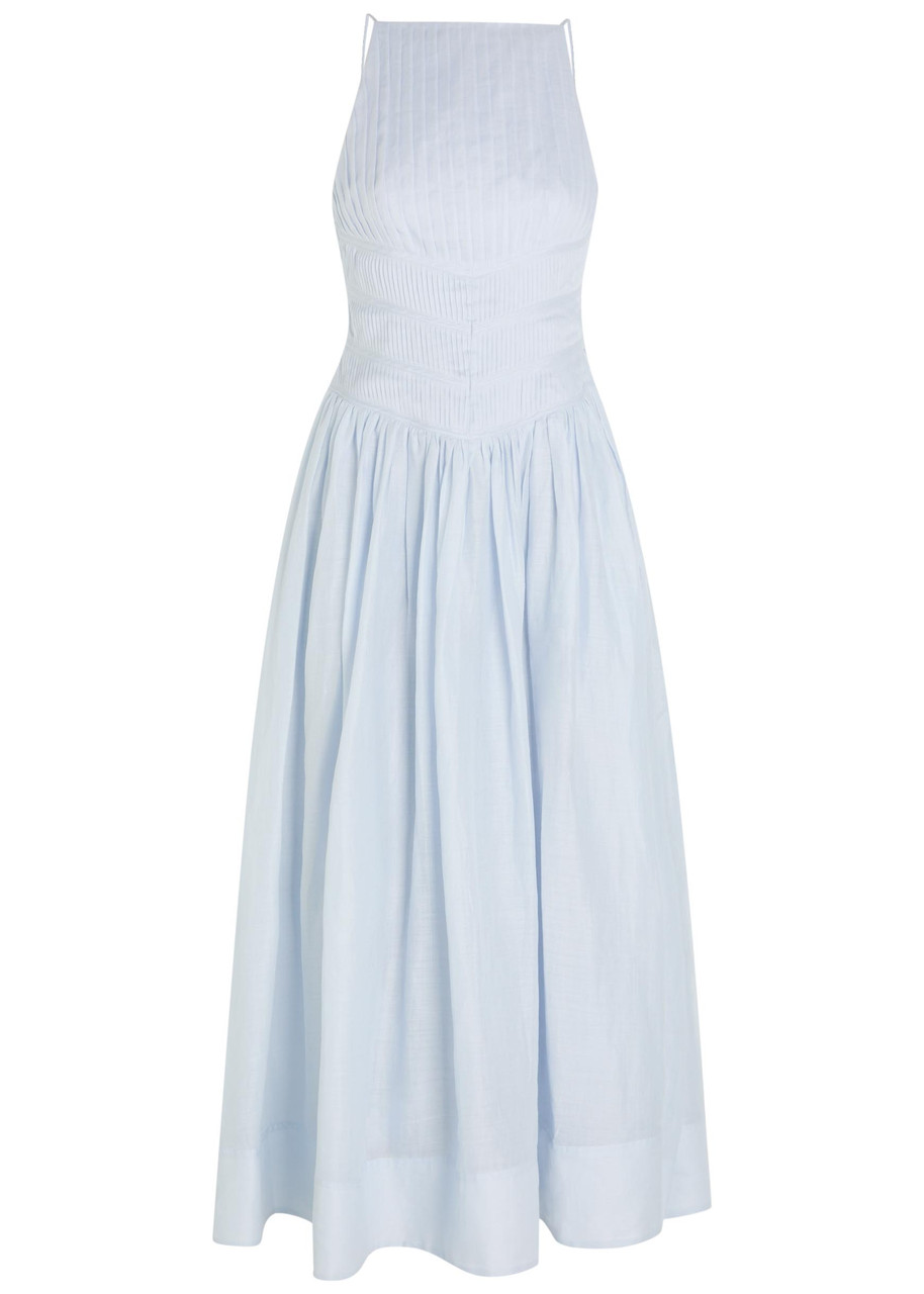 Helene Pleated Ramie Maxi Dress