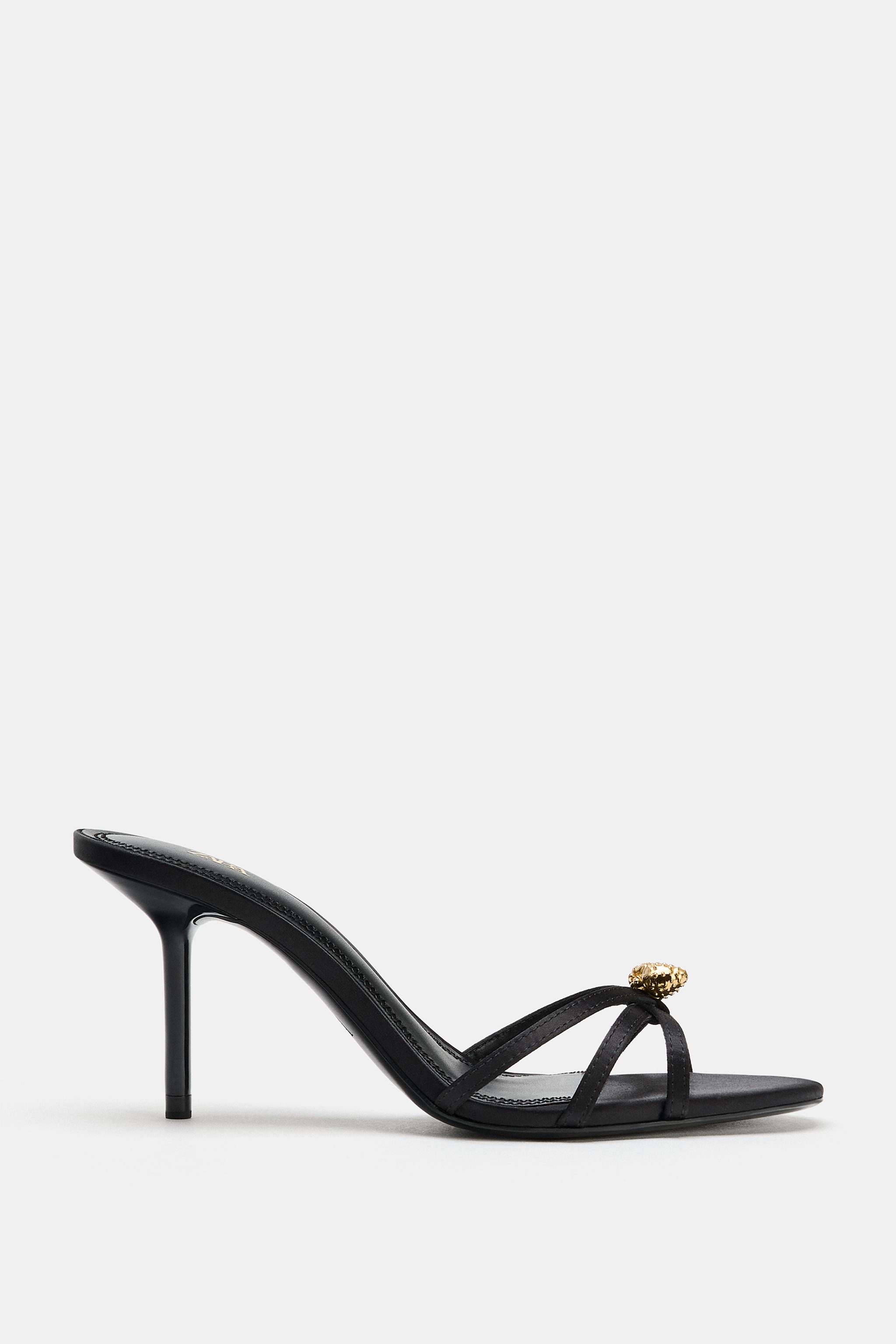 Strappy Heeled Sandals - Black - 2