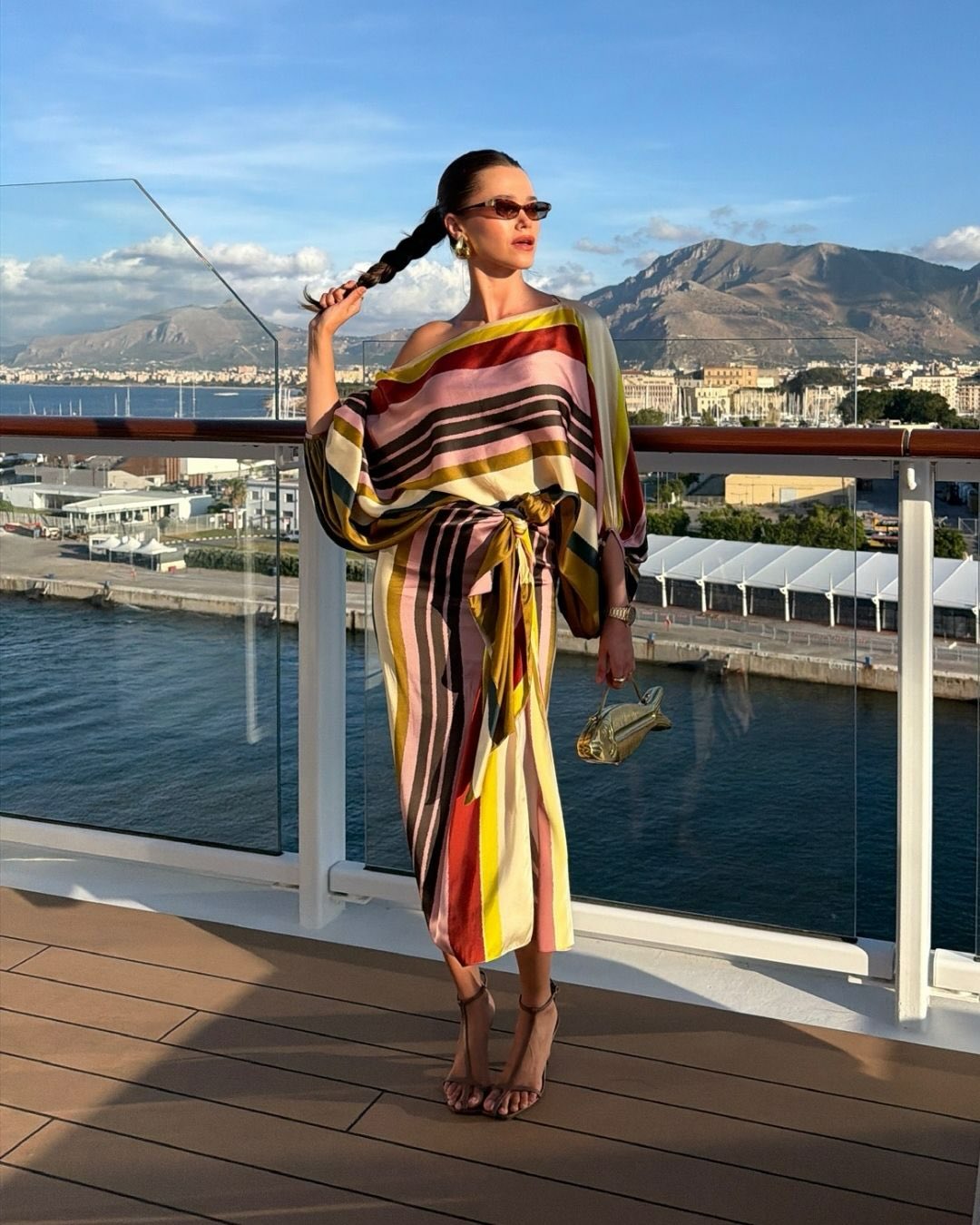 An image of a woman wearing lace up sandal outfit summer 2026