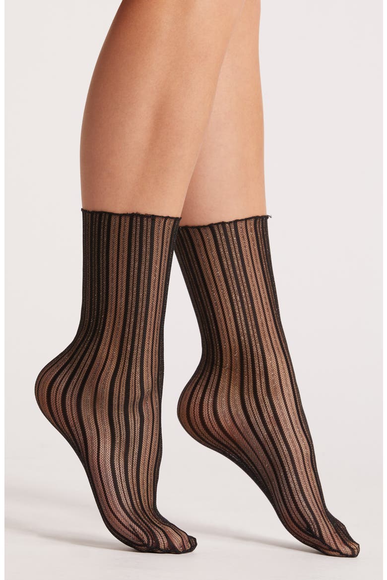 Sheer Candy Stripe Tulle Crew Socks