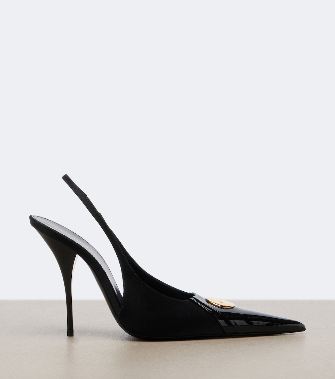 Louis Satin Slingback Pumps in Black - Saint Laurent