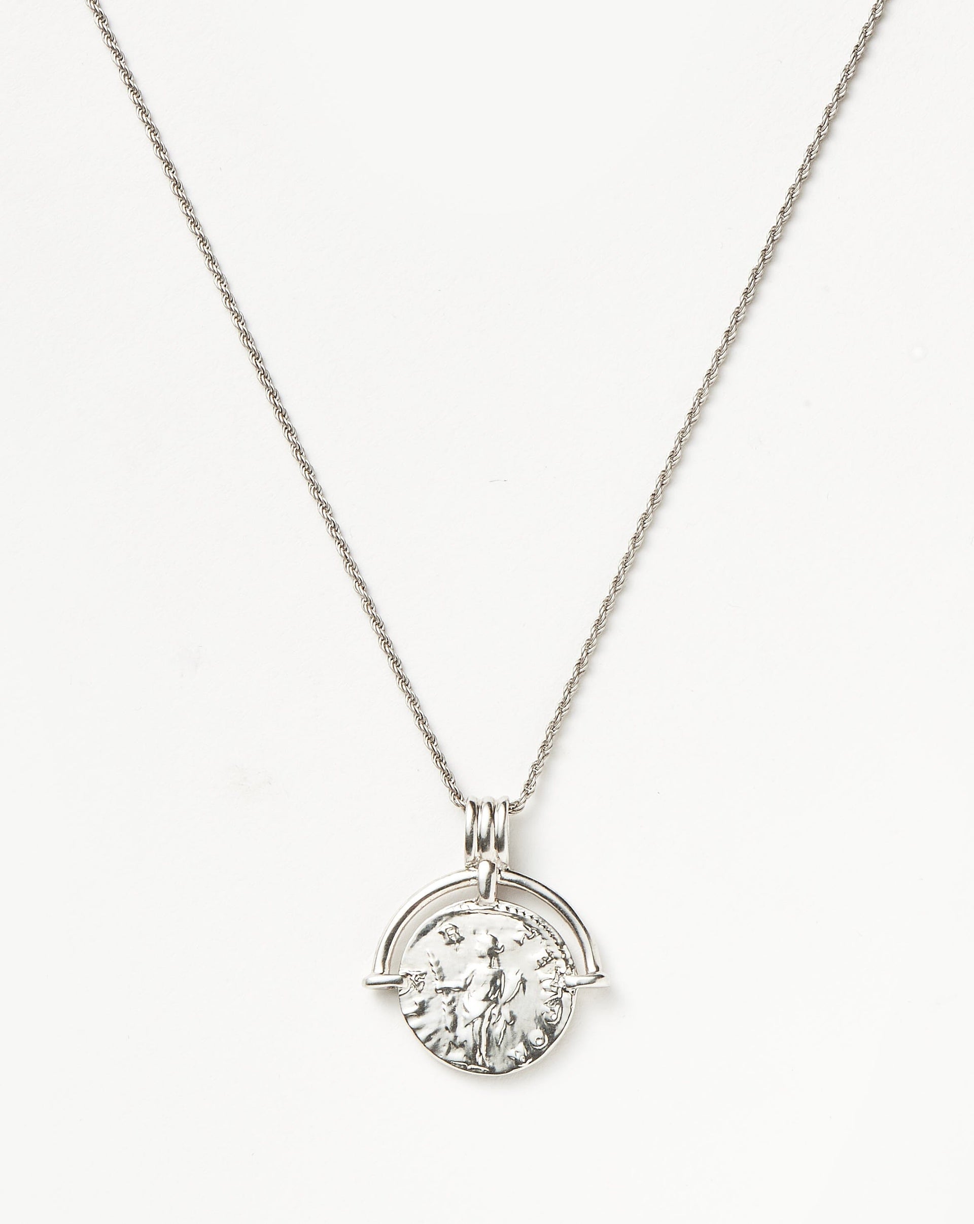 Lucy Williams Medium Engravable Roman Arc Coin Necklace | Silver Plated - Silver Plated