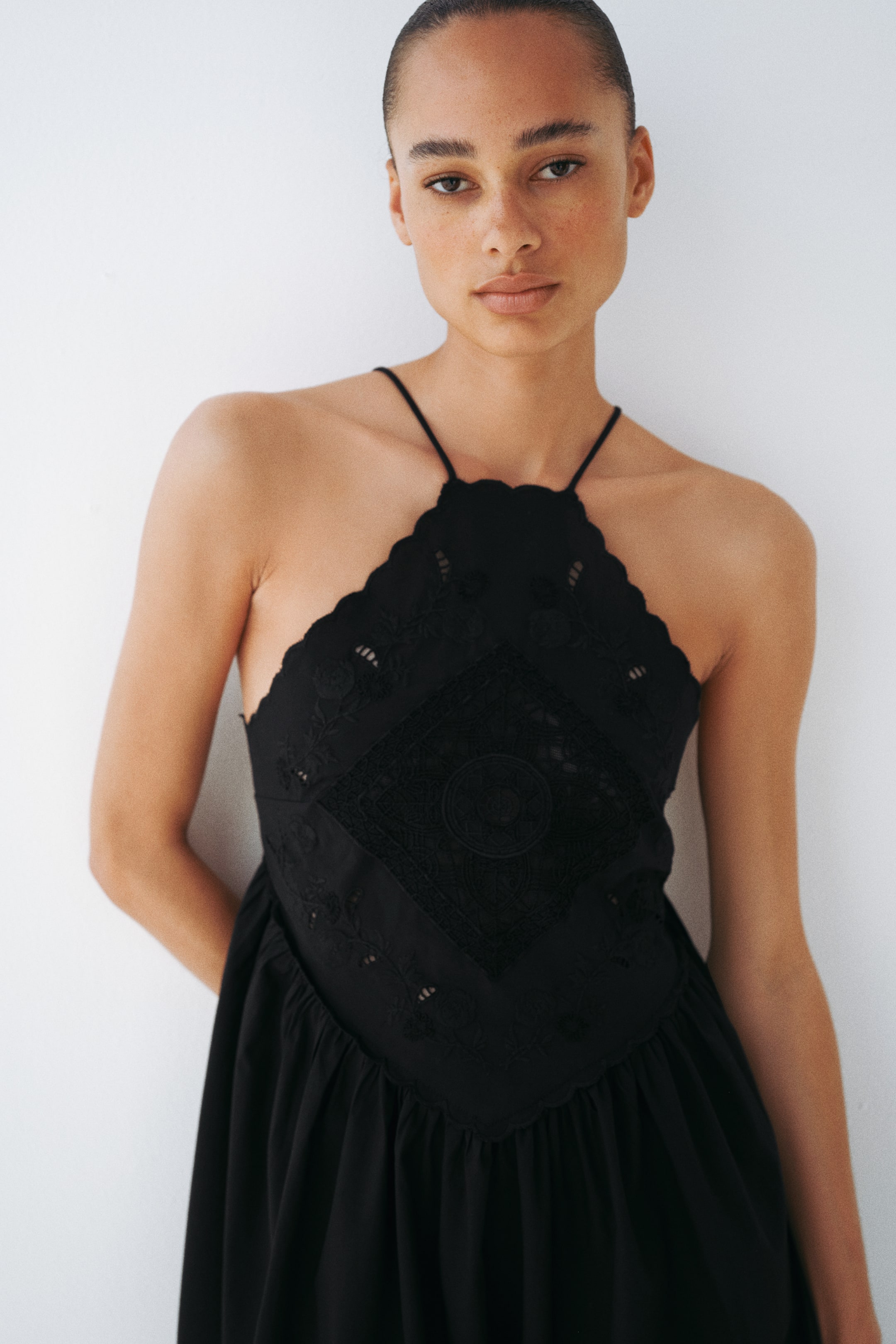 Broderie Anglaise Flared-Skirt Dress