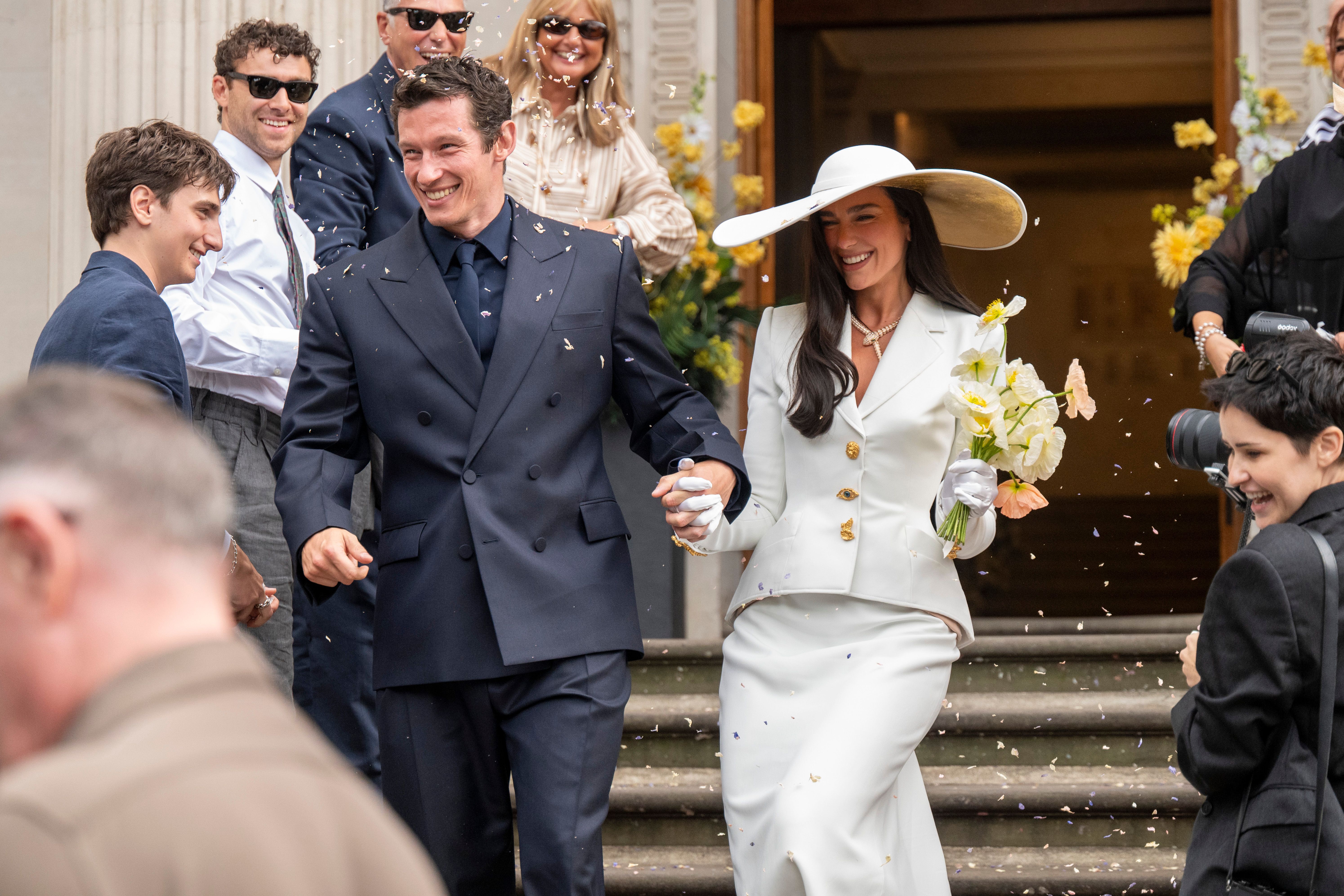 An image of Dua Lipa on her wedding day to Callum Turner.