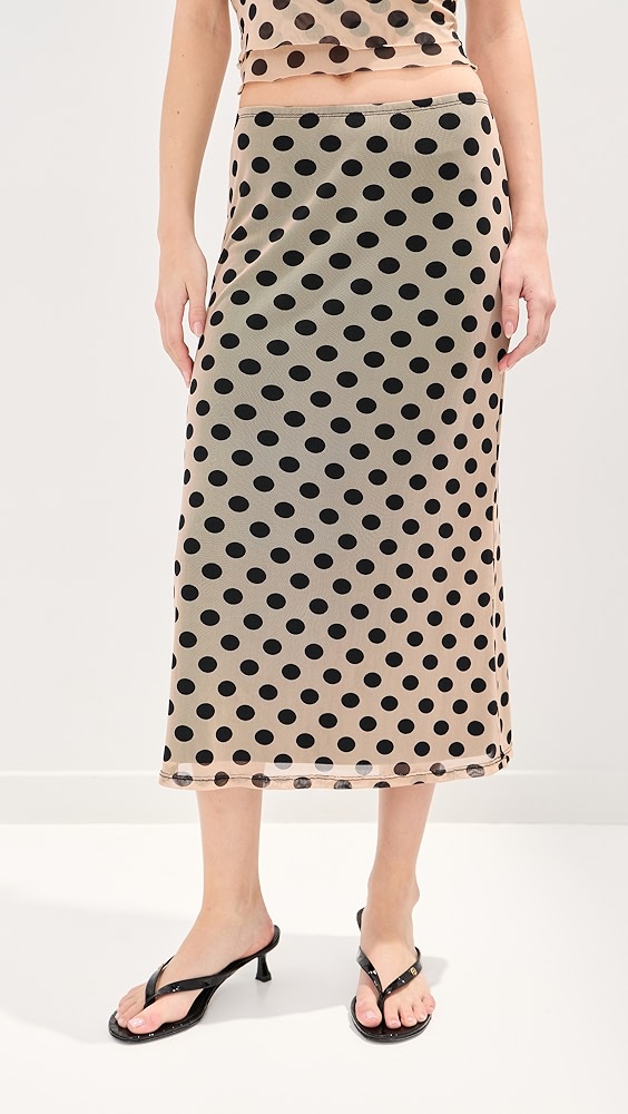 Emma Skirt - Tan/black Polka Dot